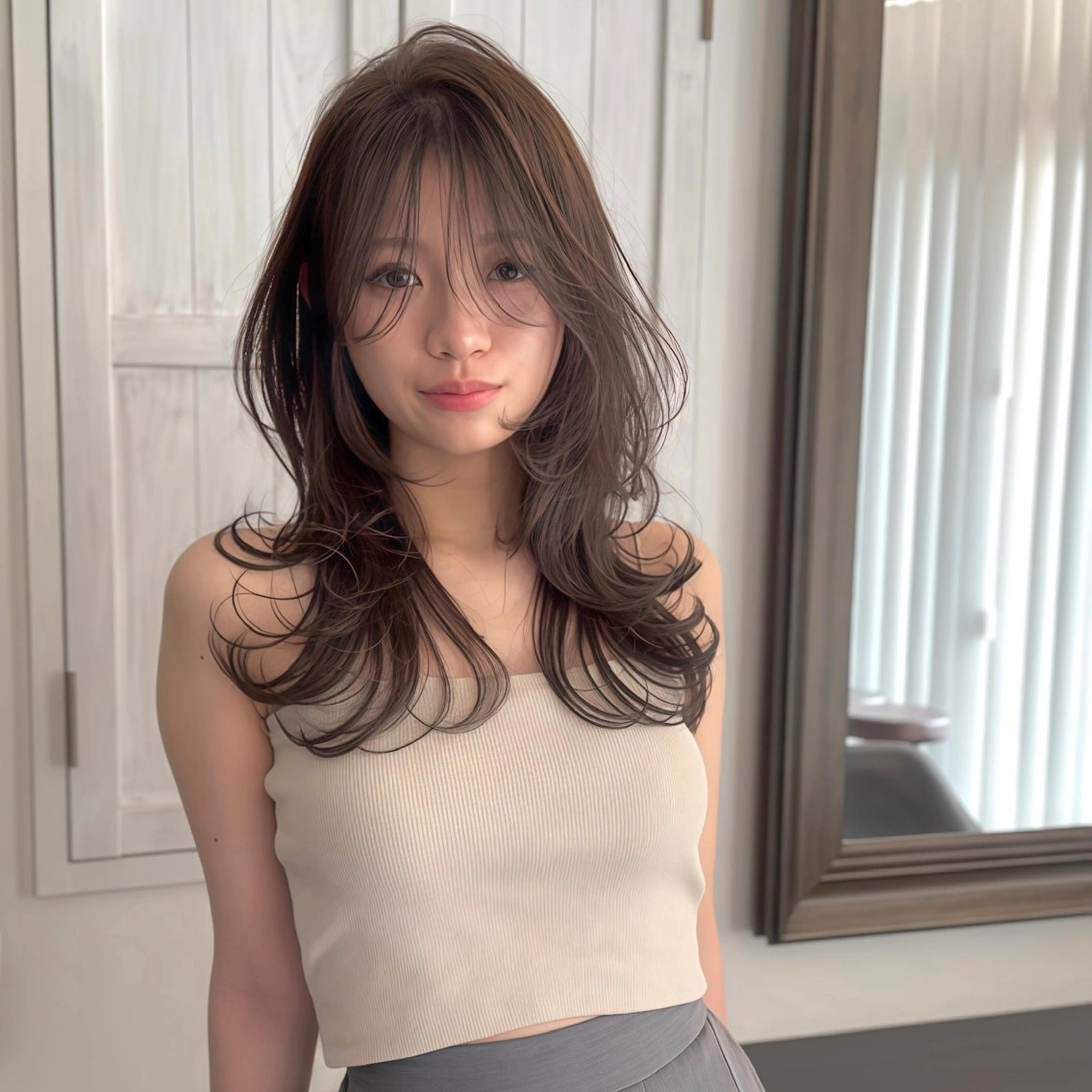 ミディアム レイヤーカット カット ヘアカラー トリートメント chorule 所沢プロぺ通り店所属・高野 恭佑のヘアスタイル