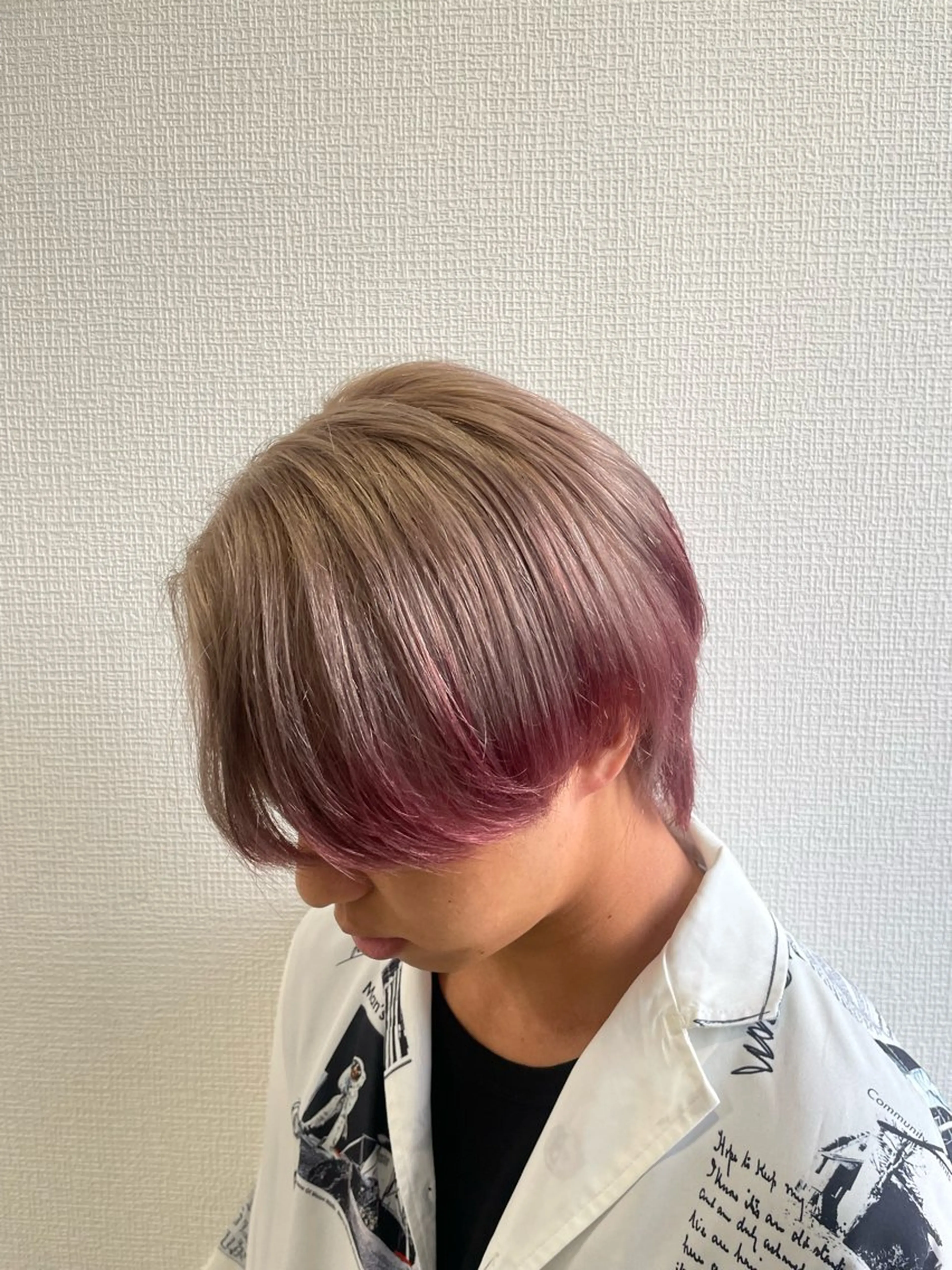 メンズ 🤎🎀ブリーチなし ピンクラベンダー🧸のヘアスタイル