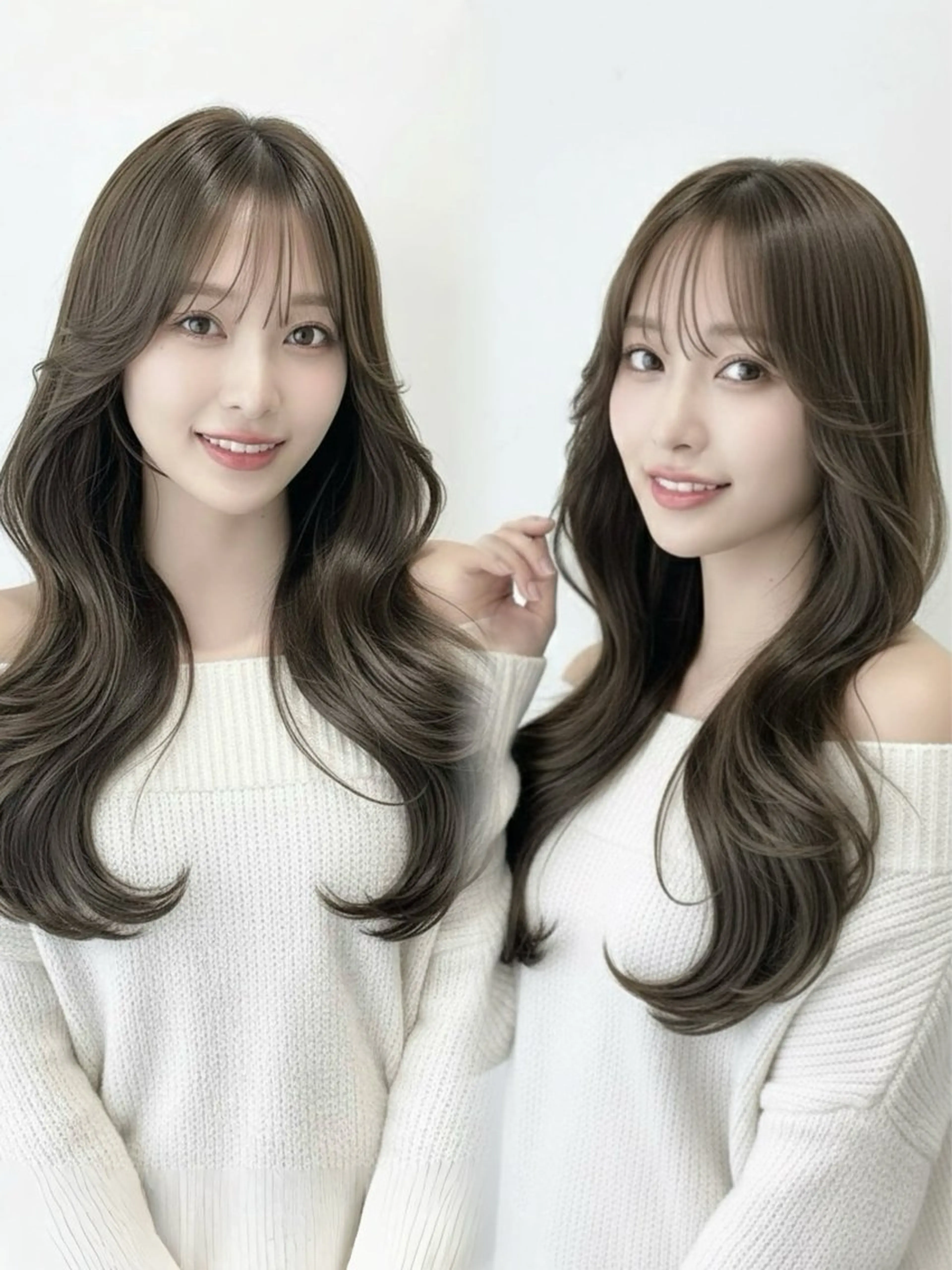 ロング カラー ベージュカラー ブリーチ ケアカラー 透明感カラー グレージュ カット ヘアカラー トリートメント 韓国レイヤー赤み消し ブリーチなし🤍渡邉のヘアスタイル