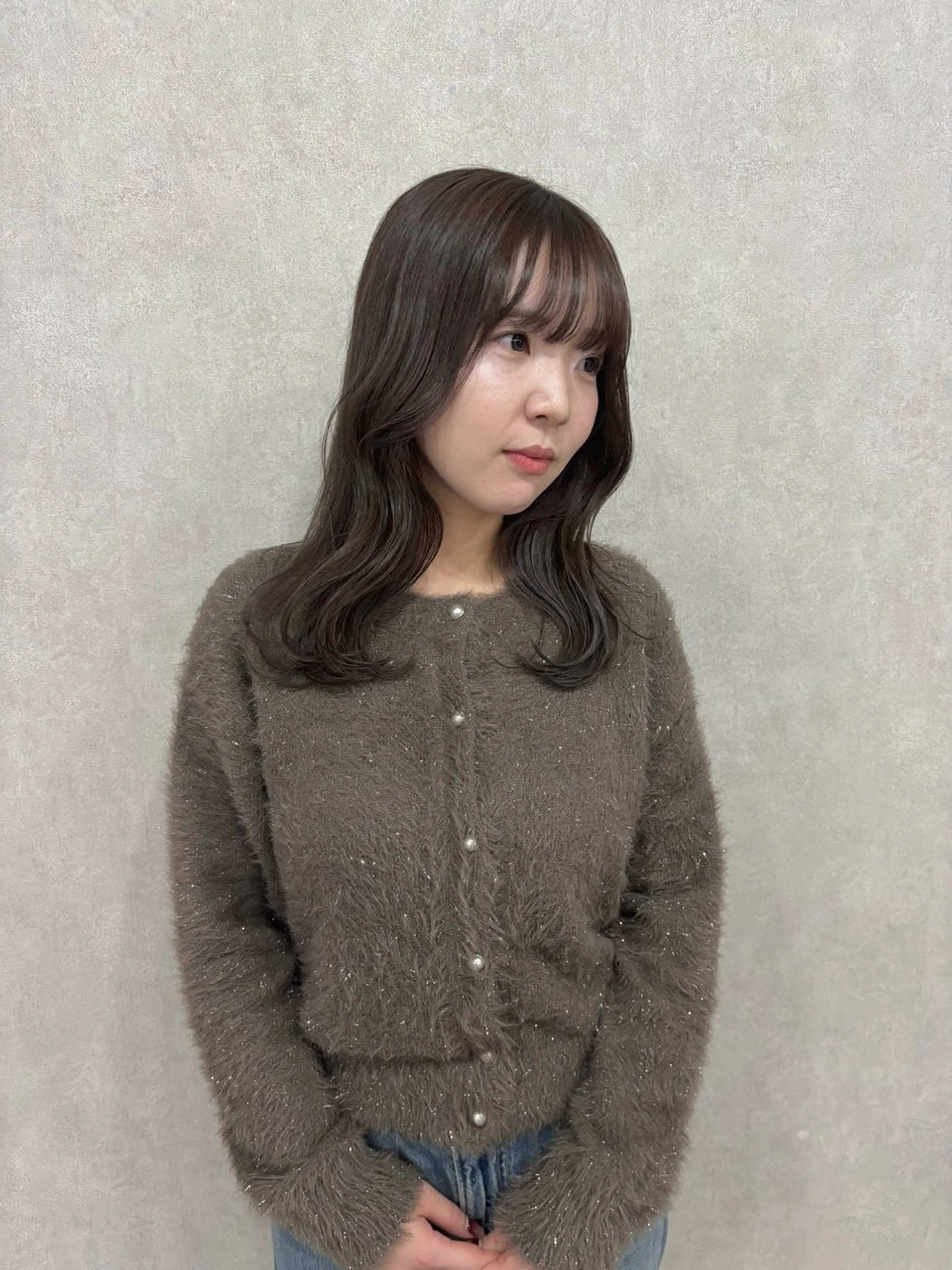 ミディアム カラー カット ヘアカラー トリートメント Megu/ベージュ/ 透明感カラーのヘアスタイル