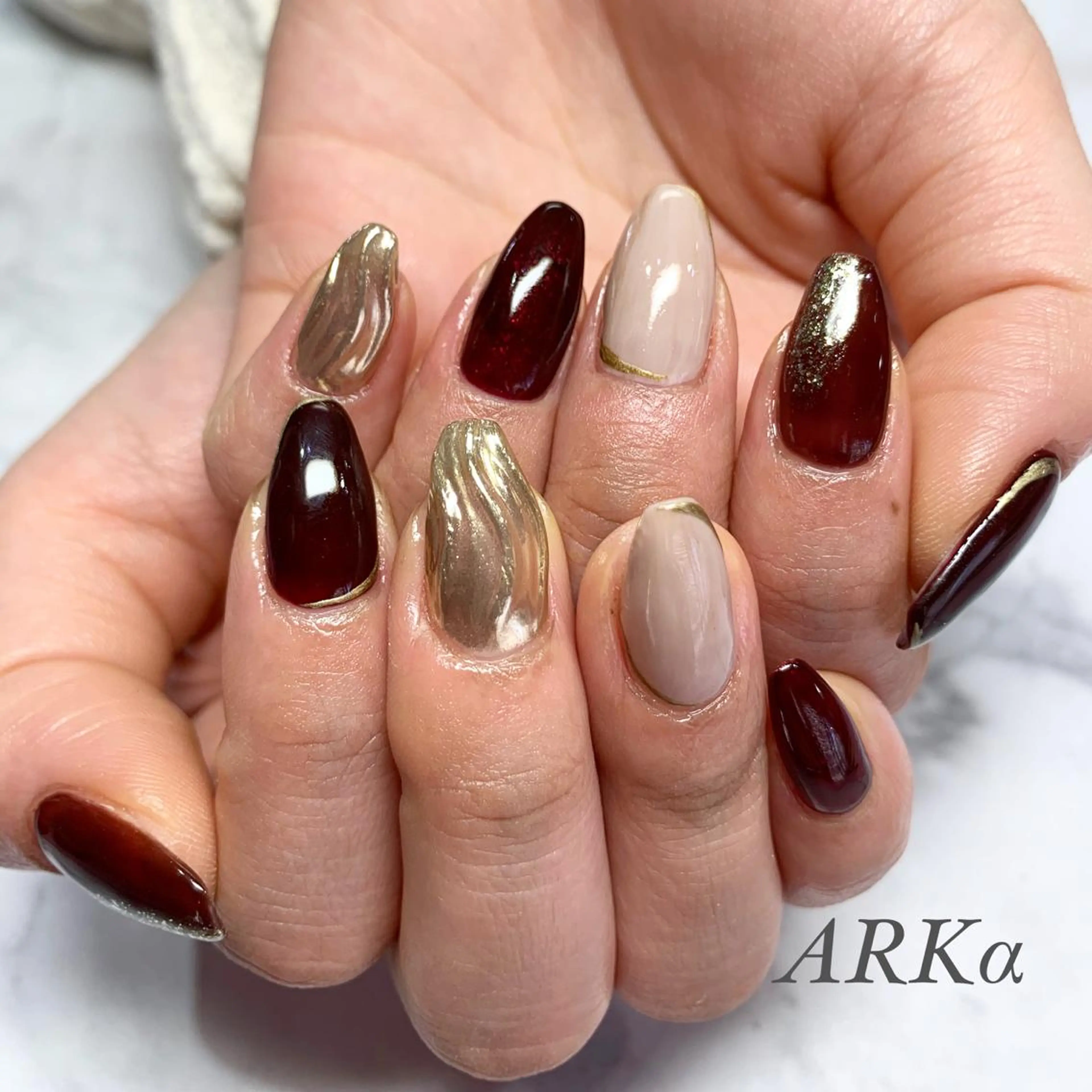 ネイル ミラーネイル ハンドネイル Nailsalon ARKαのネイルデザイン