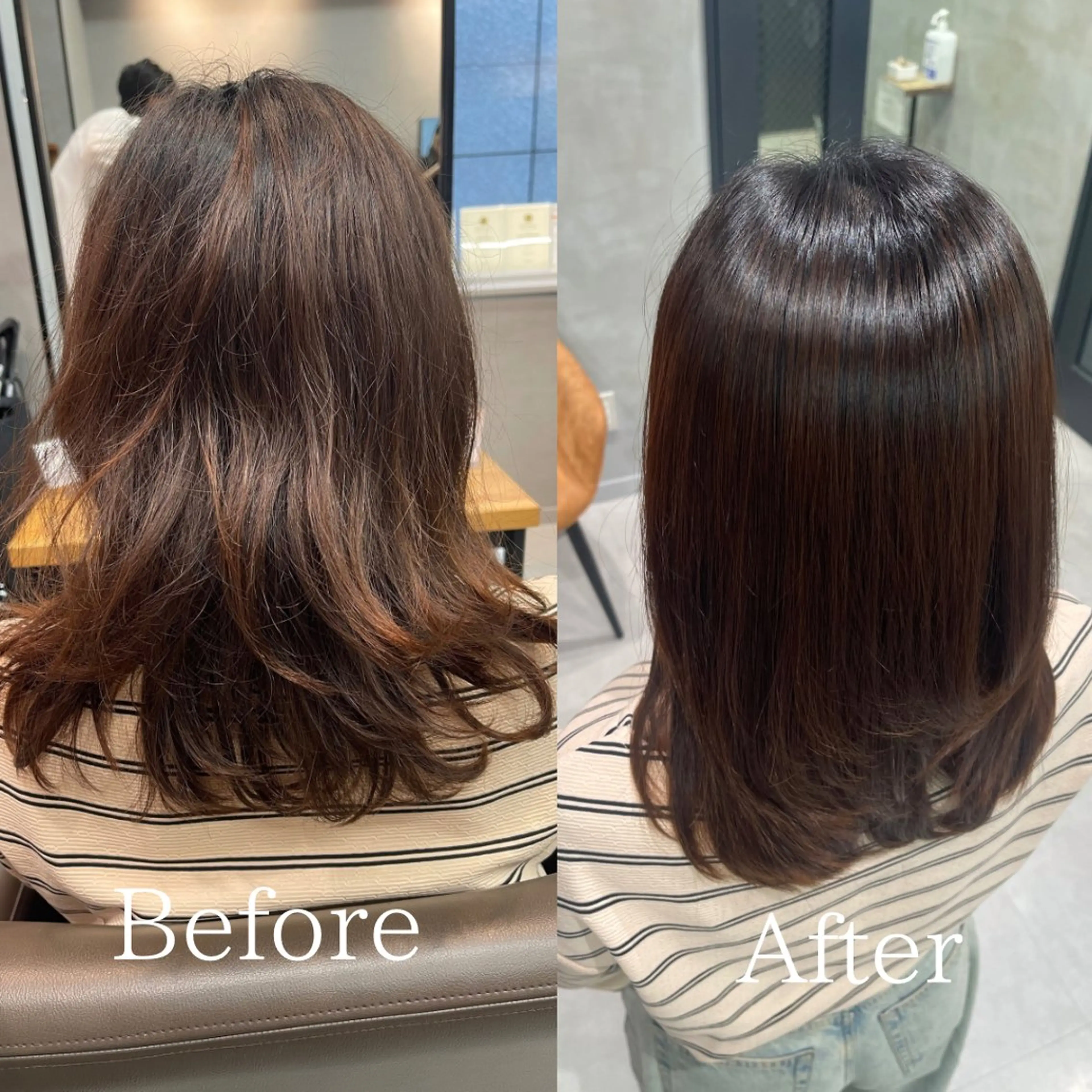 セミロング パーマ くせ毛 縮毛矯正 縮毛矯正 charm《銀座》 縮毛矯正/ヘアセットのヘアスタイル