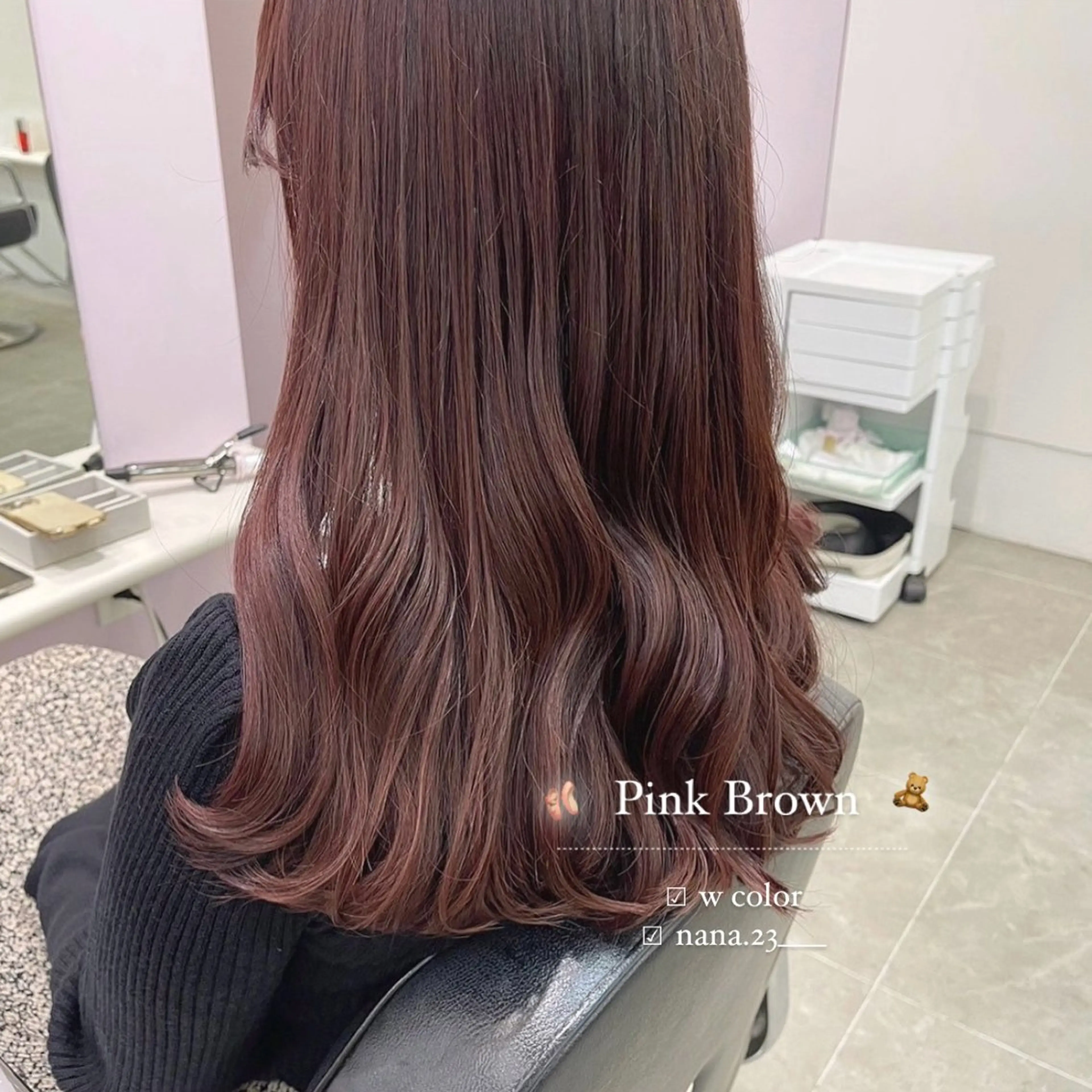 ロング カラー ブラウンカラー ピンクカラー ピンクブラウン ParveMix￤ 出石 菜々🥂のヘアスタイル