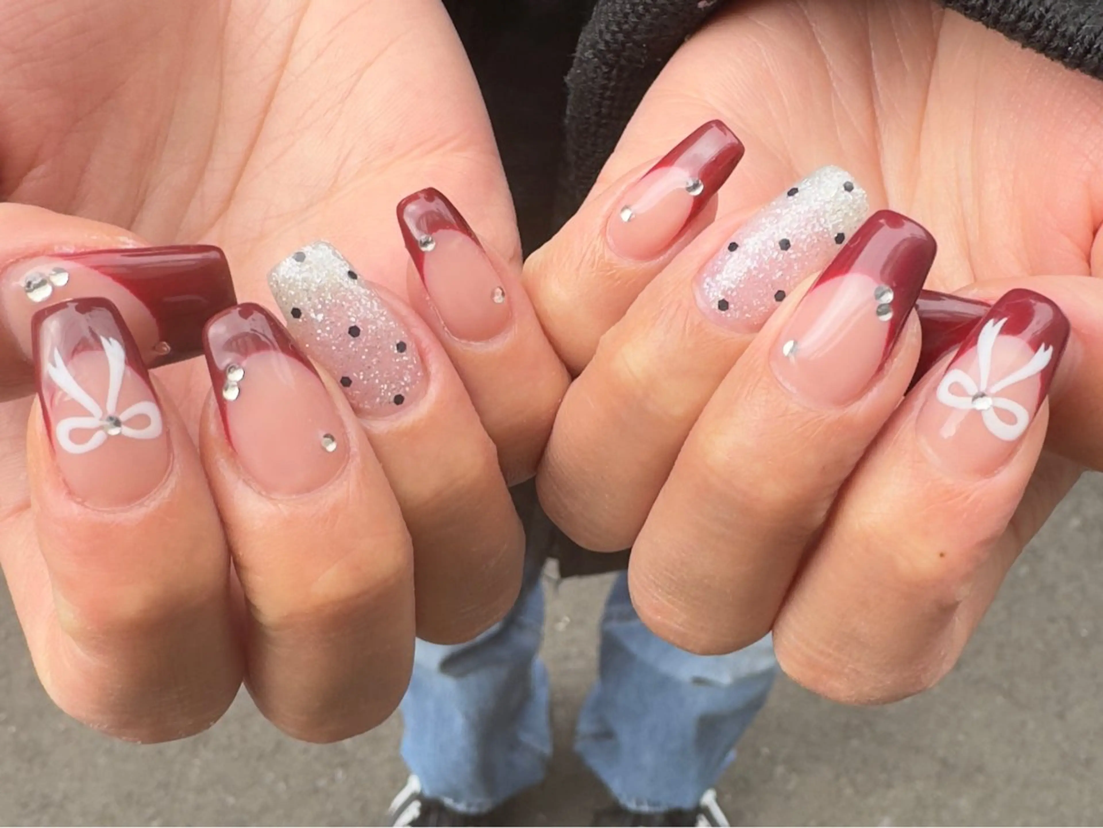 ネイル 入学式 フラッシュネイル フレンチネイル ガラスフレンチ 卒業式 MH_ Nailのネイルデザイン