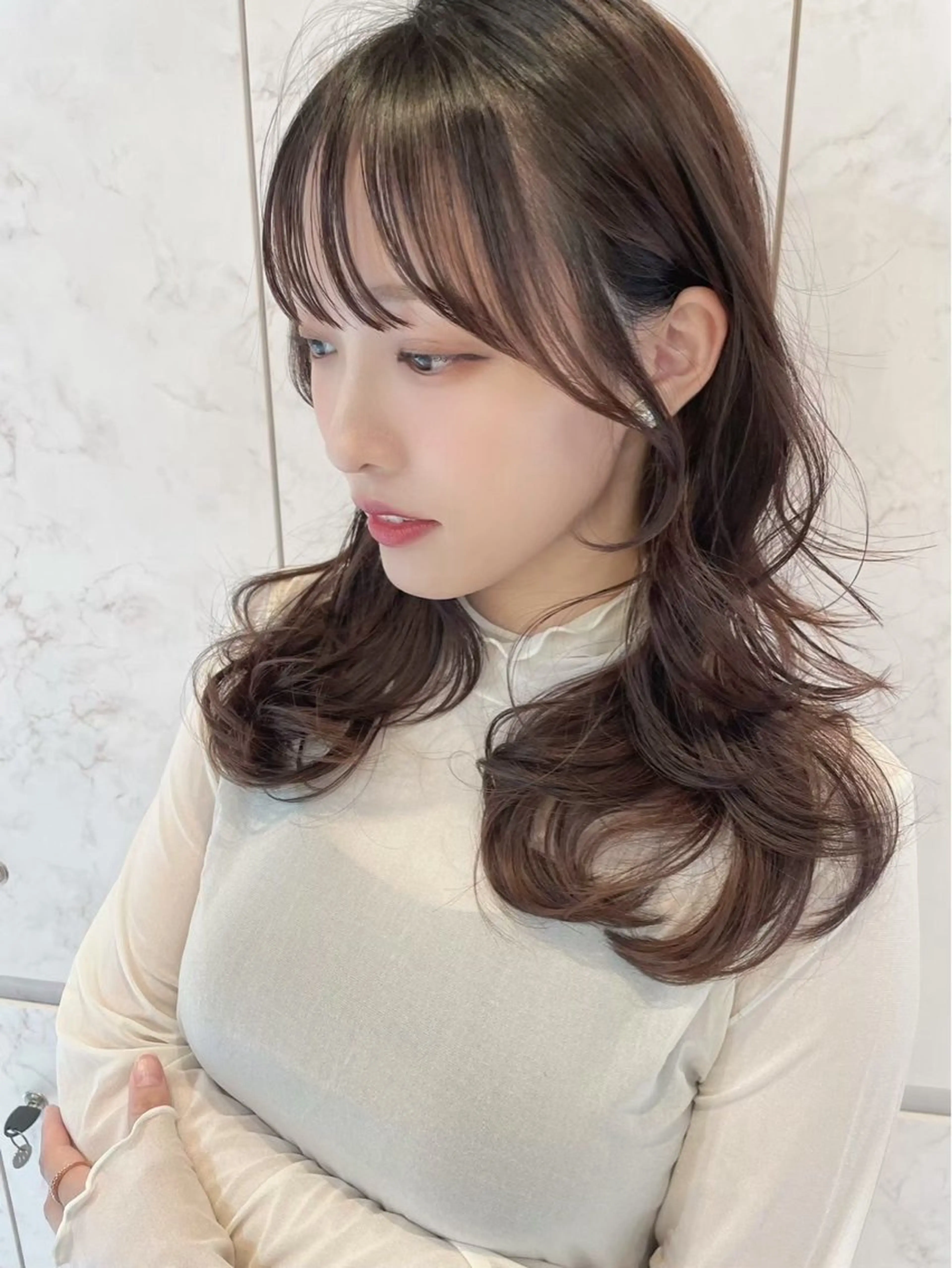 セミロング カット ヘアカラー トリートメント six by ginza Lond所属・Sakura /韓国ヘア🪄︎︎のヘアスタイル