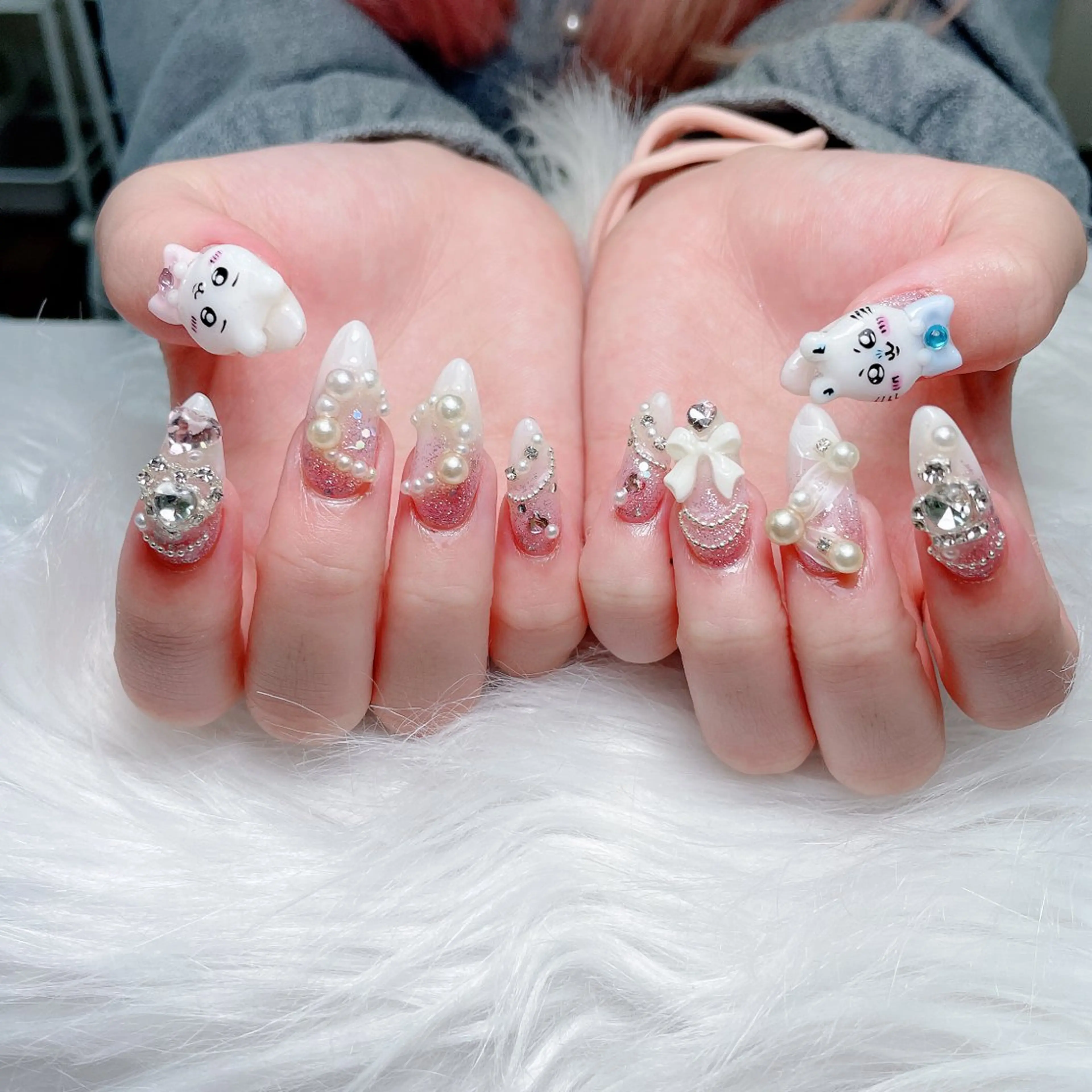 ネイル ハート 韓国ネイル スカルプネイル 夏ネイル ワンホンネイル ハンドネイル Melody Nail所属・Melody 3D/スカルプ専門店のネイルデザイン