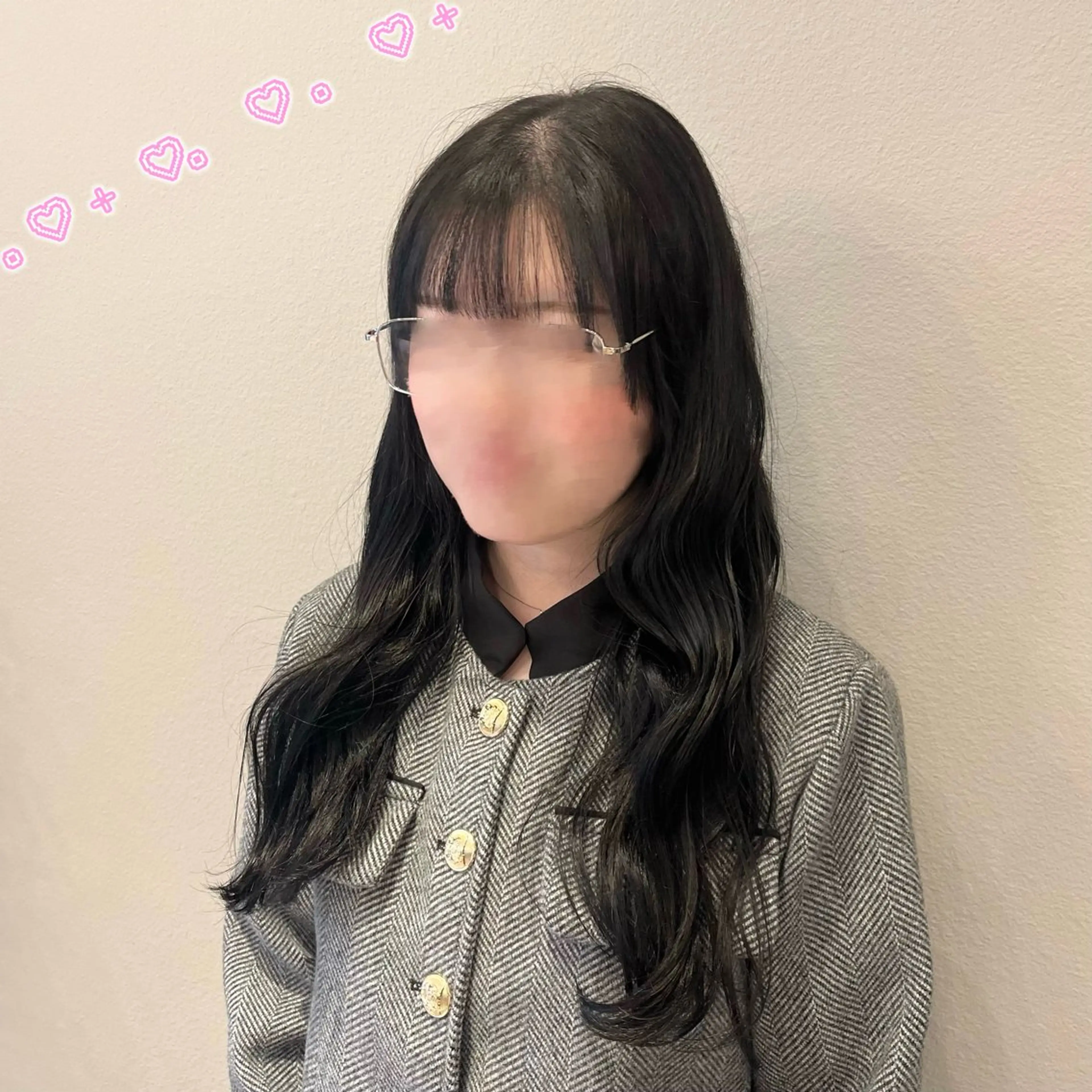 ロング カラー 黒髪 ブルーカラー ブルーブラック 透明感カラー カット ヘアカラー ヘアセット/ピンク /レッド/あつはのヘアスタイル