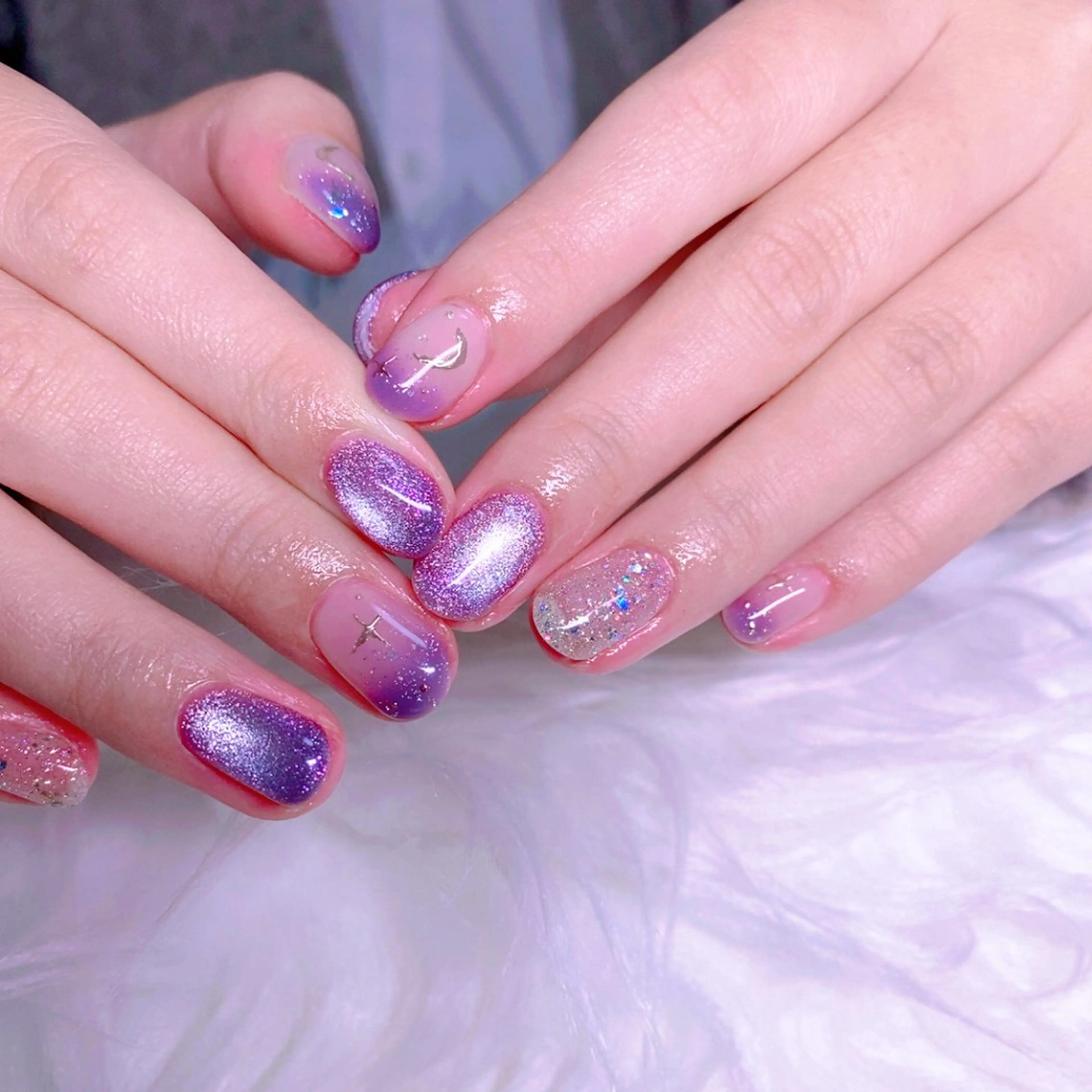 ネイル フラッシュネイル グラデーション オフィスネイル ハンドネイル Nail Yunaのネイルデザイン