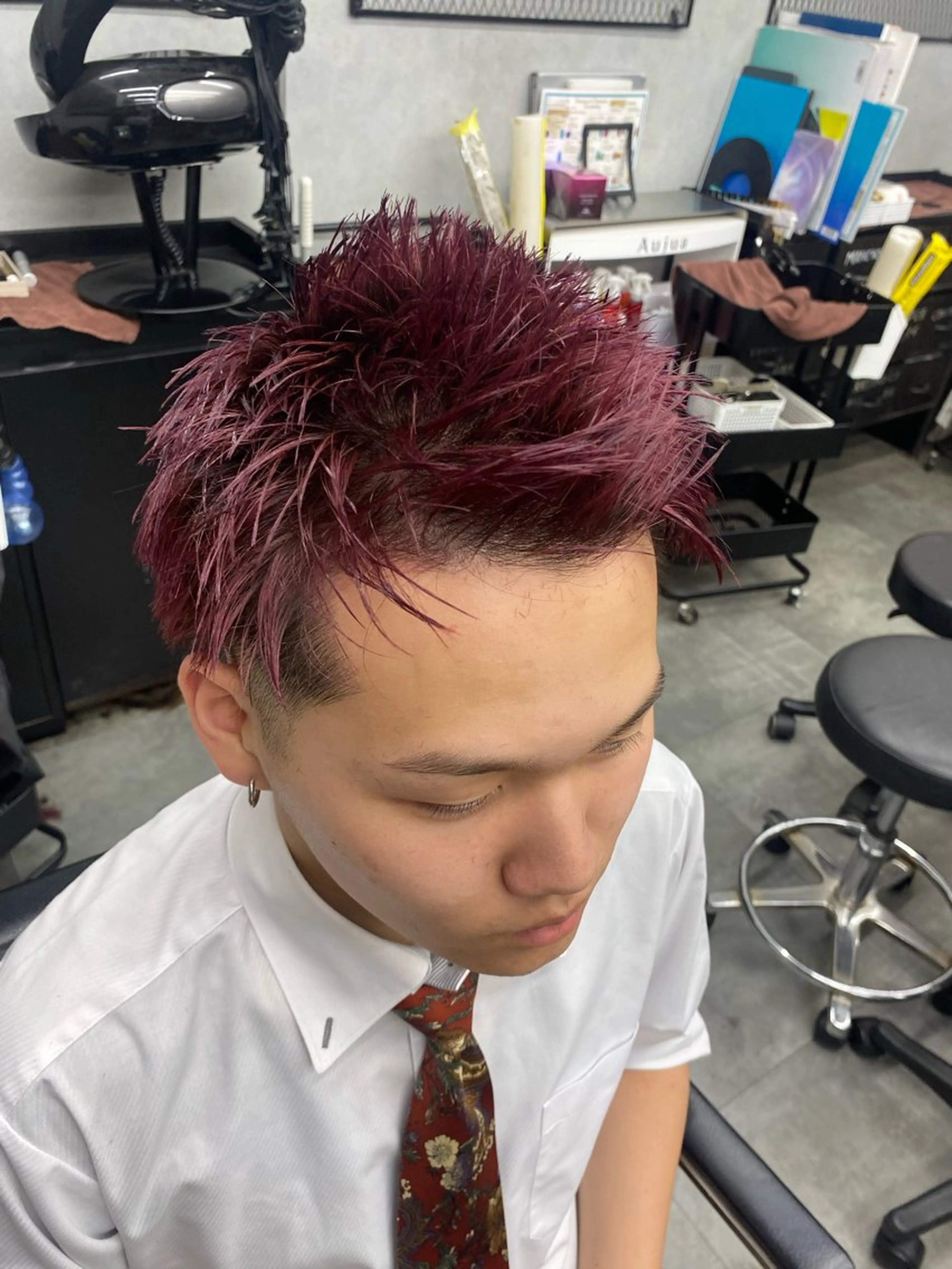 ショート カラー メンズ メンズブリーチ センターパート メンズハイライト メンズハイトーン マッシュウルフ カット ヘアカラー 森田/メンズ⚔️/ 縮毛矯正💕/北千住のヘアスタイル