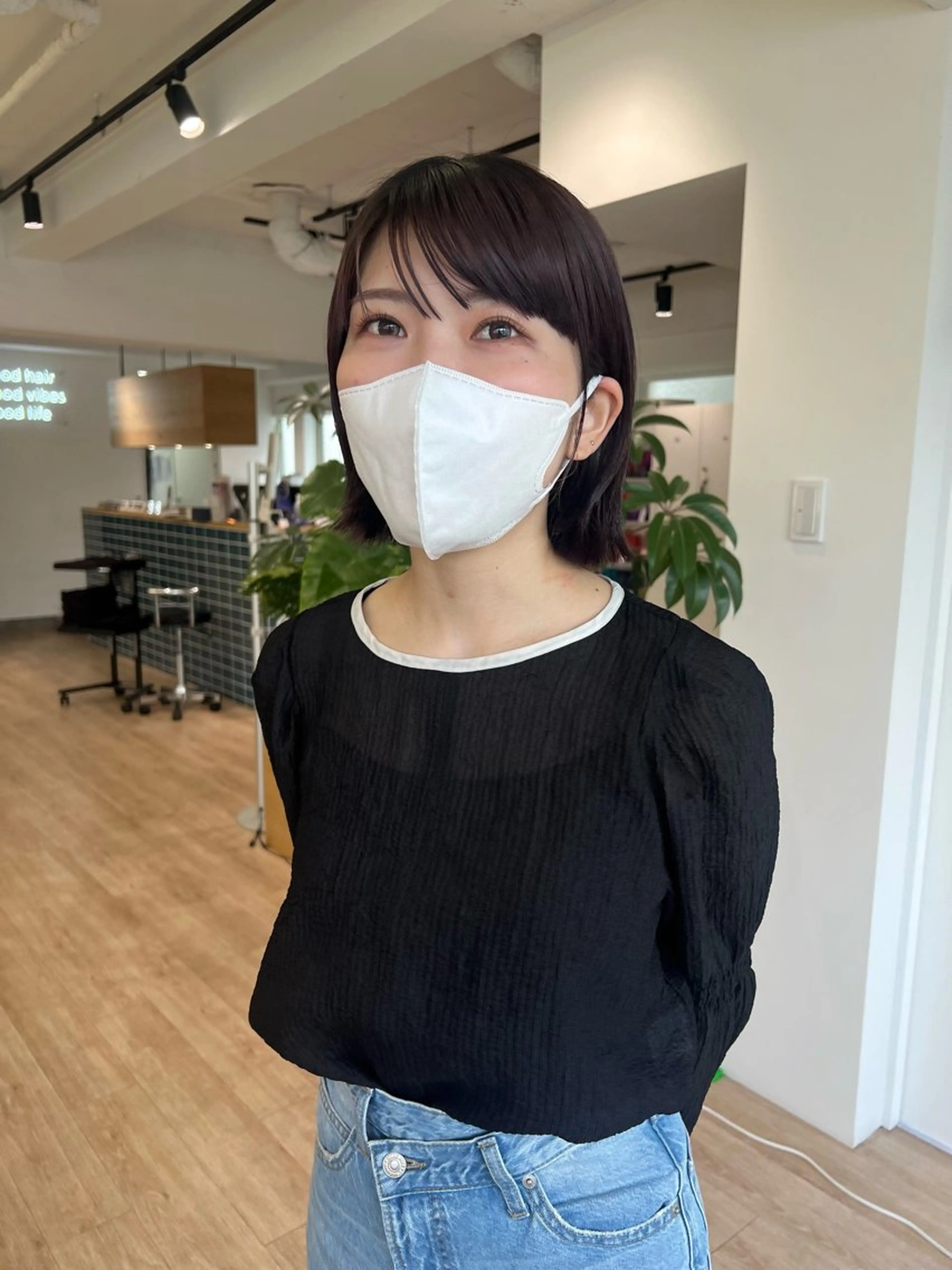 ミディアム カット ヘアカラー トリートメント 田中 愛梨のヘアスタイル