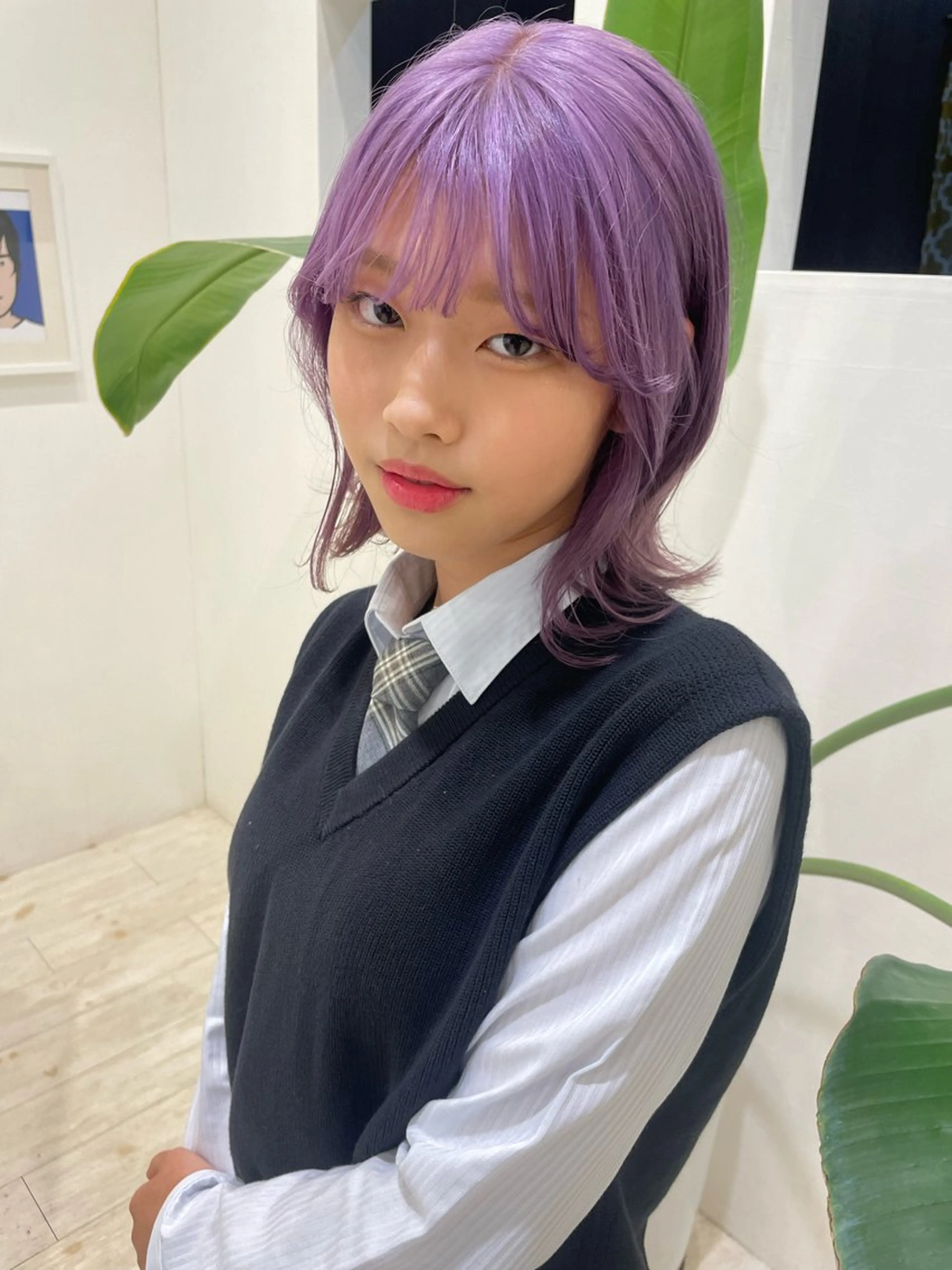 ミディアム カラー ブリーチ ケアブリーチ ダブルカラー ピンクカラー パープルカラー 薬院浄水通/ショート /ボブ/rukaのヘアスタイル