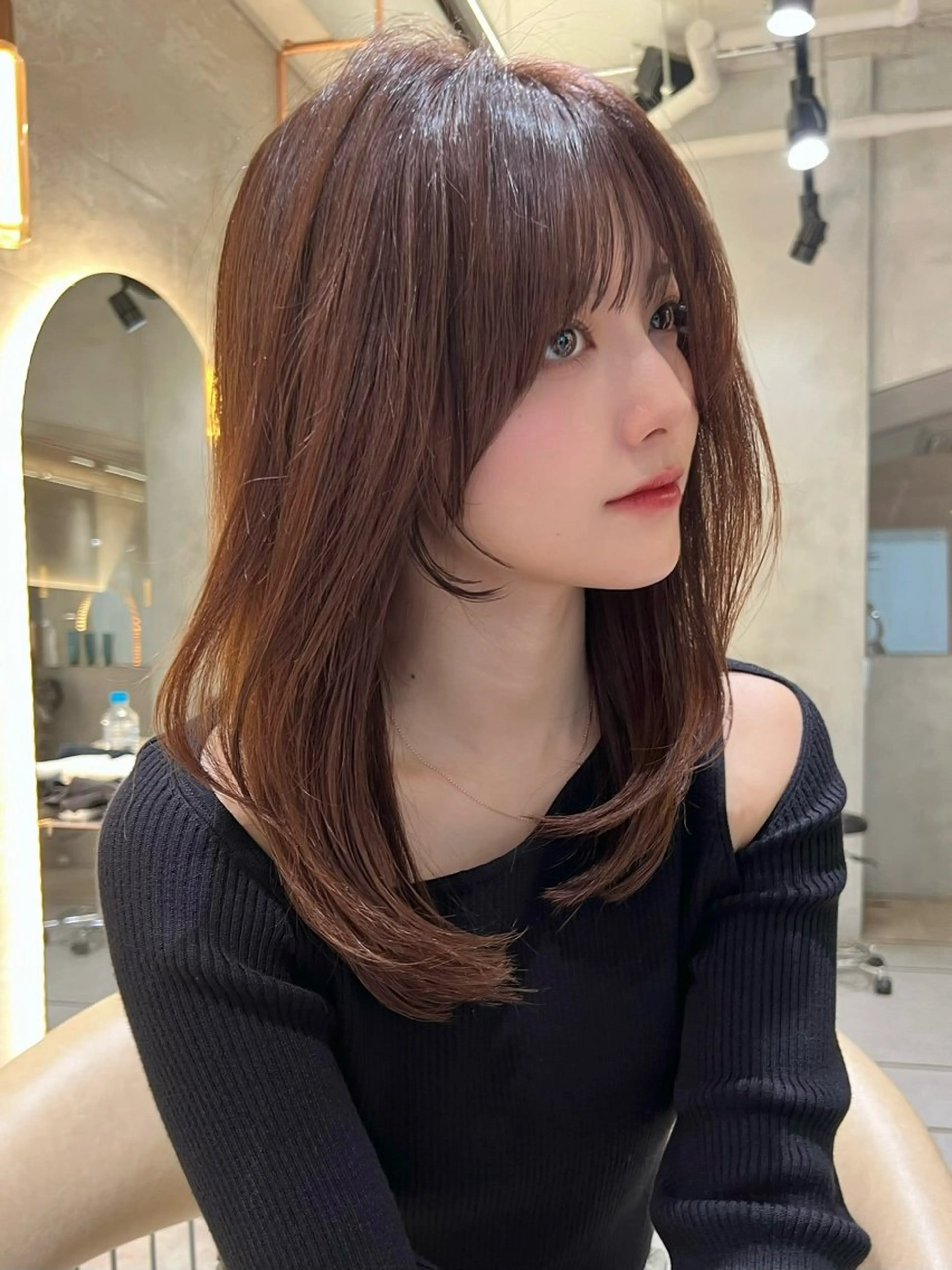 ミディアム カラー パーマ カット ヘアカラー トリートメント 仙台Ｉ韓国レイヤー Ｉ髪質改善Ｉ伊藤拓海のヘアスタイル