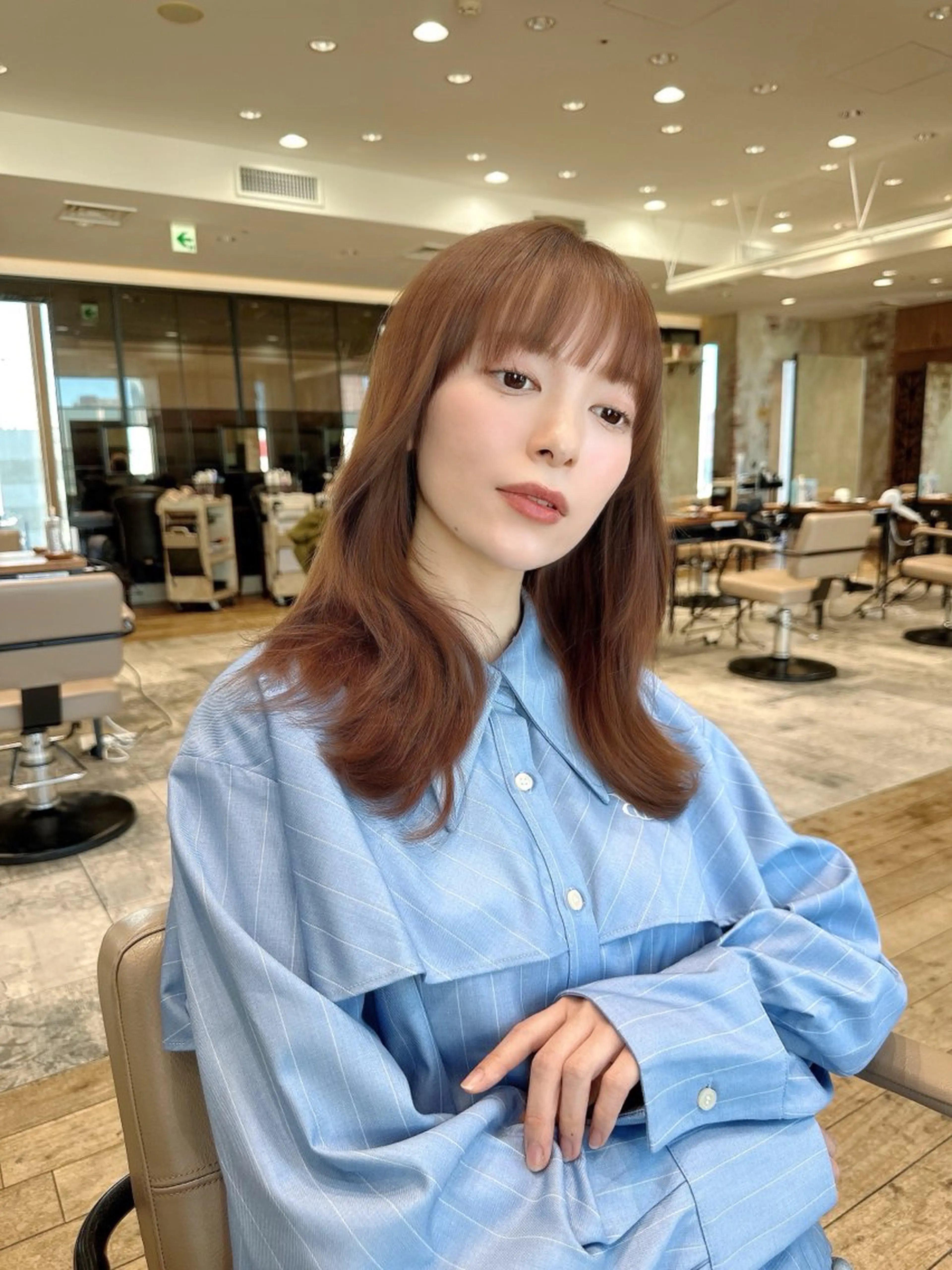 セミロング カラー 透明感カラー 小顔カット トリートメント カット ヘアカラー トリートメント ヘッドスパ 石戸谷　海斗/韓国 レイヤー/艶カラーのヘアスタイル