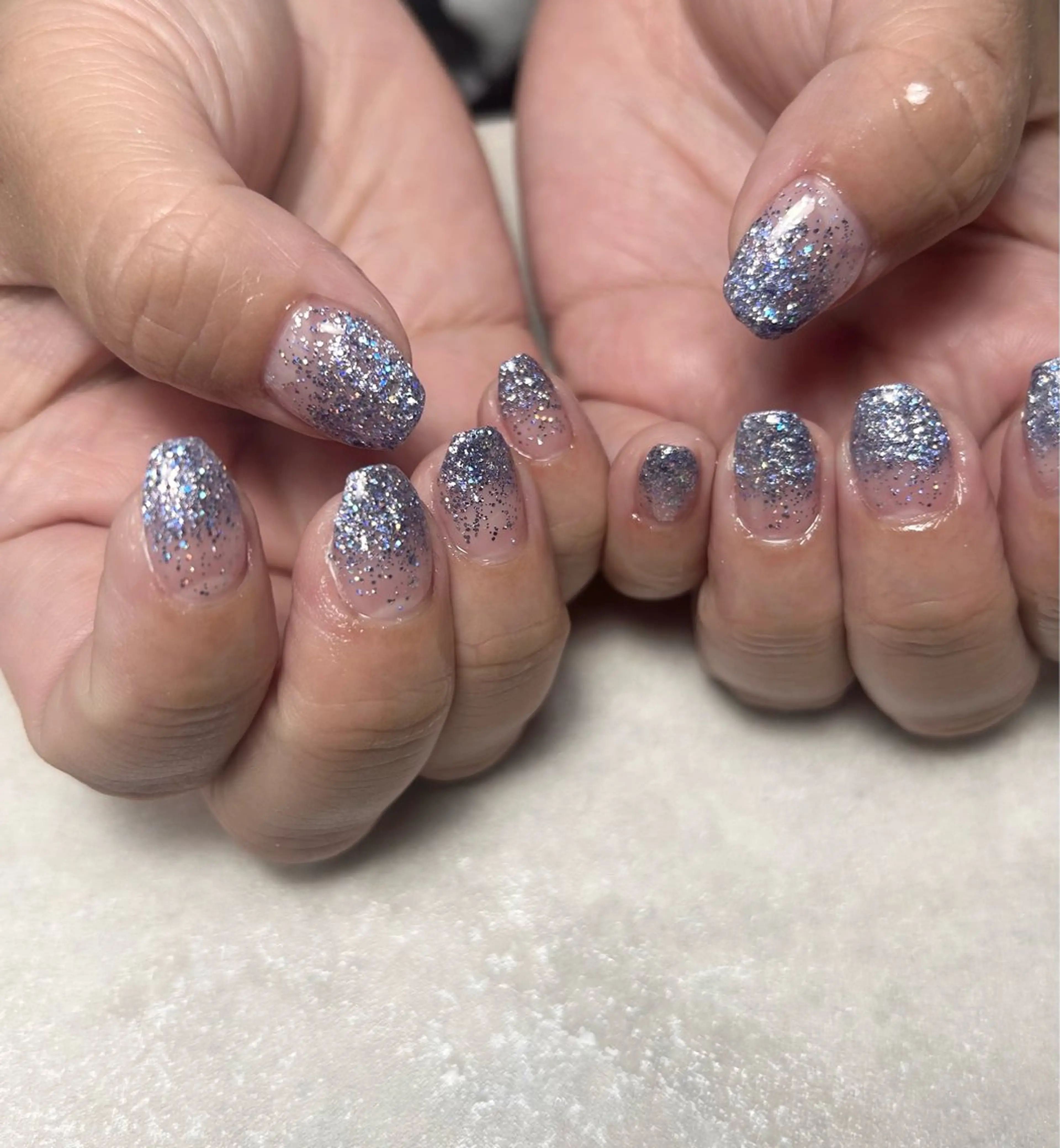 ネイル ブルー ラメ(グリッター) ラメグラデーション ハンドネイル Emmie nail ＆ eye lash所属・Emmie nail Aimiのネイルデザイン