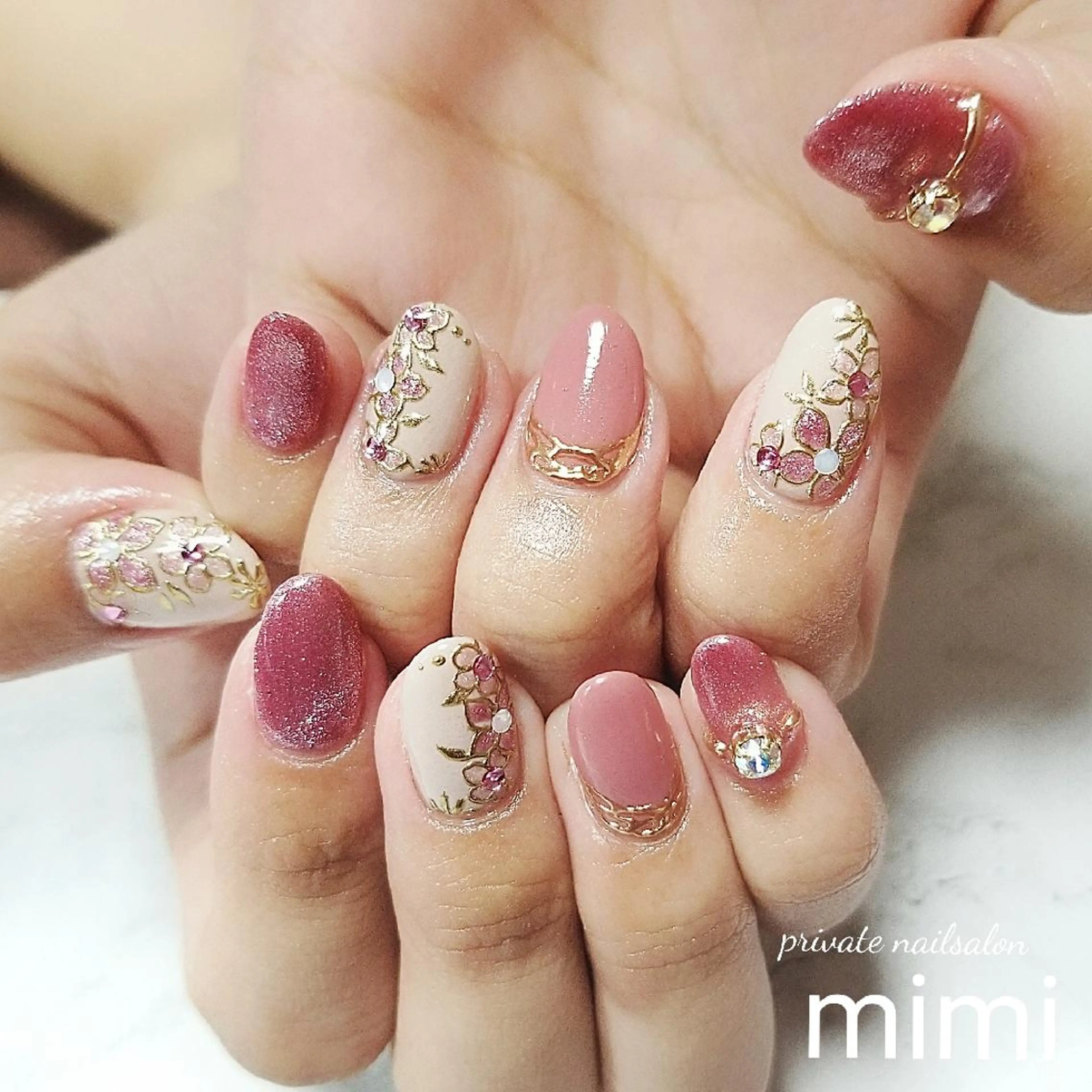 ネイル ピンク ハンドネイル 博多ネイル ｍｉｍｉのネイルデザイン