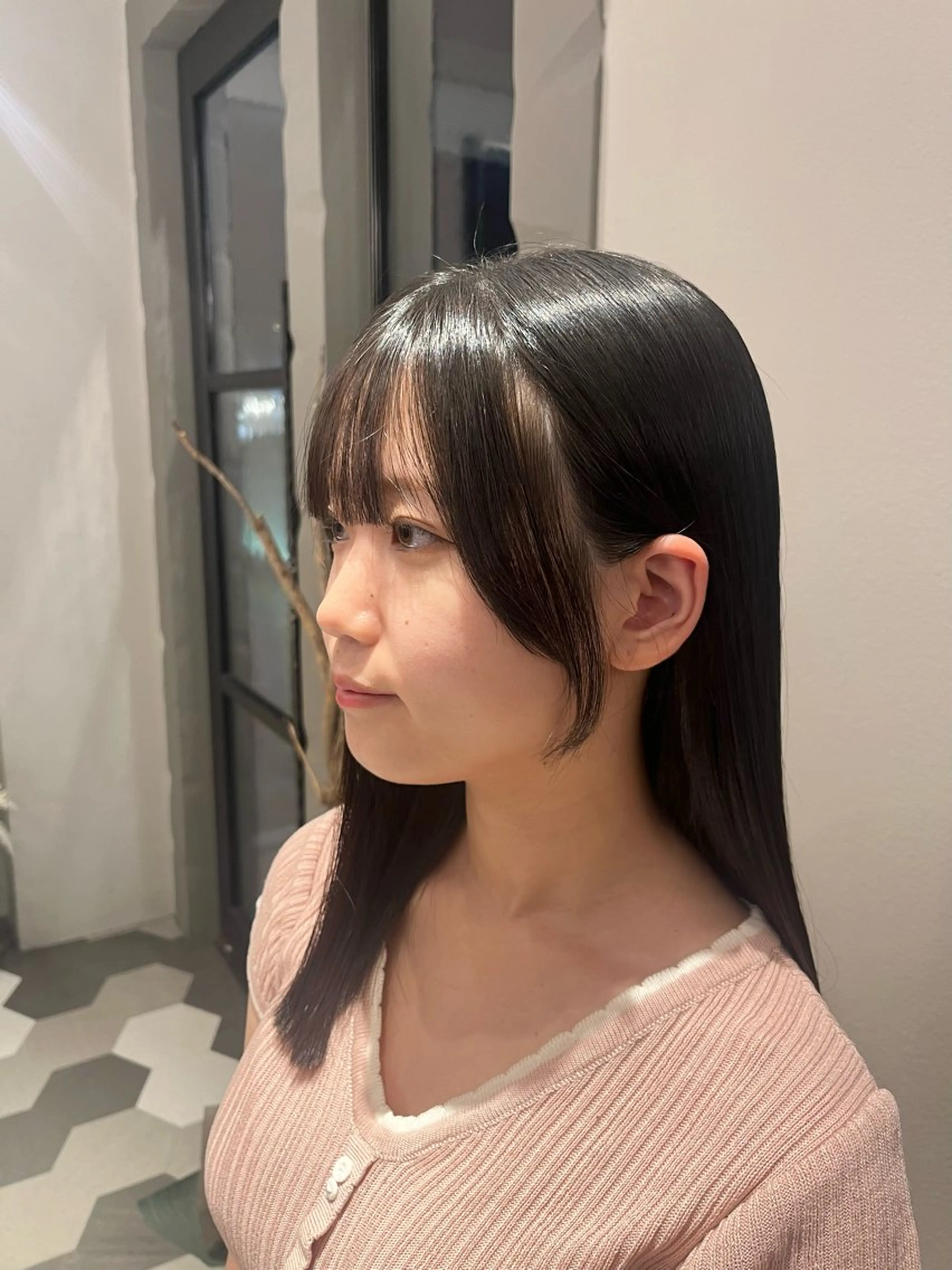 セミロング 顔周りカット サイドバング 小顔カット カット ヘアメ/暖色 カラー/あつはのヘアスタイル