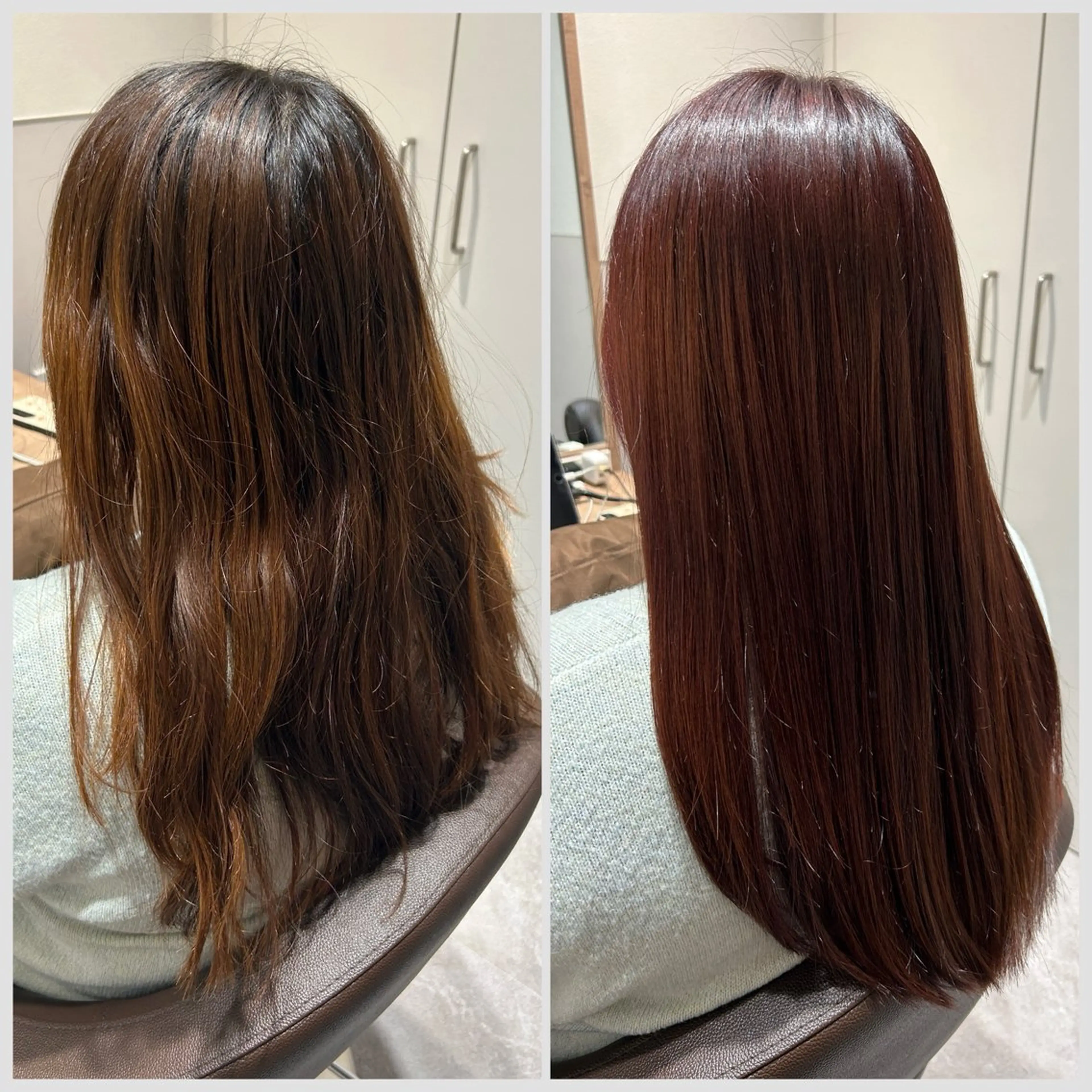セミロング カラー ブラウンカラー ピンクカラー ピンクブラウン 髪質改善 カット ヘアカラー SALOWIN 神戸三宮店所属・【三宮/ブリーチ なしカラー】高田祐也のヘアスタイル