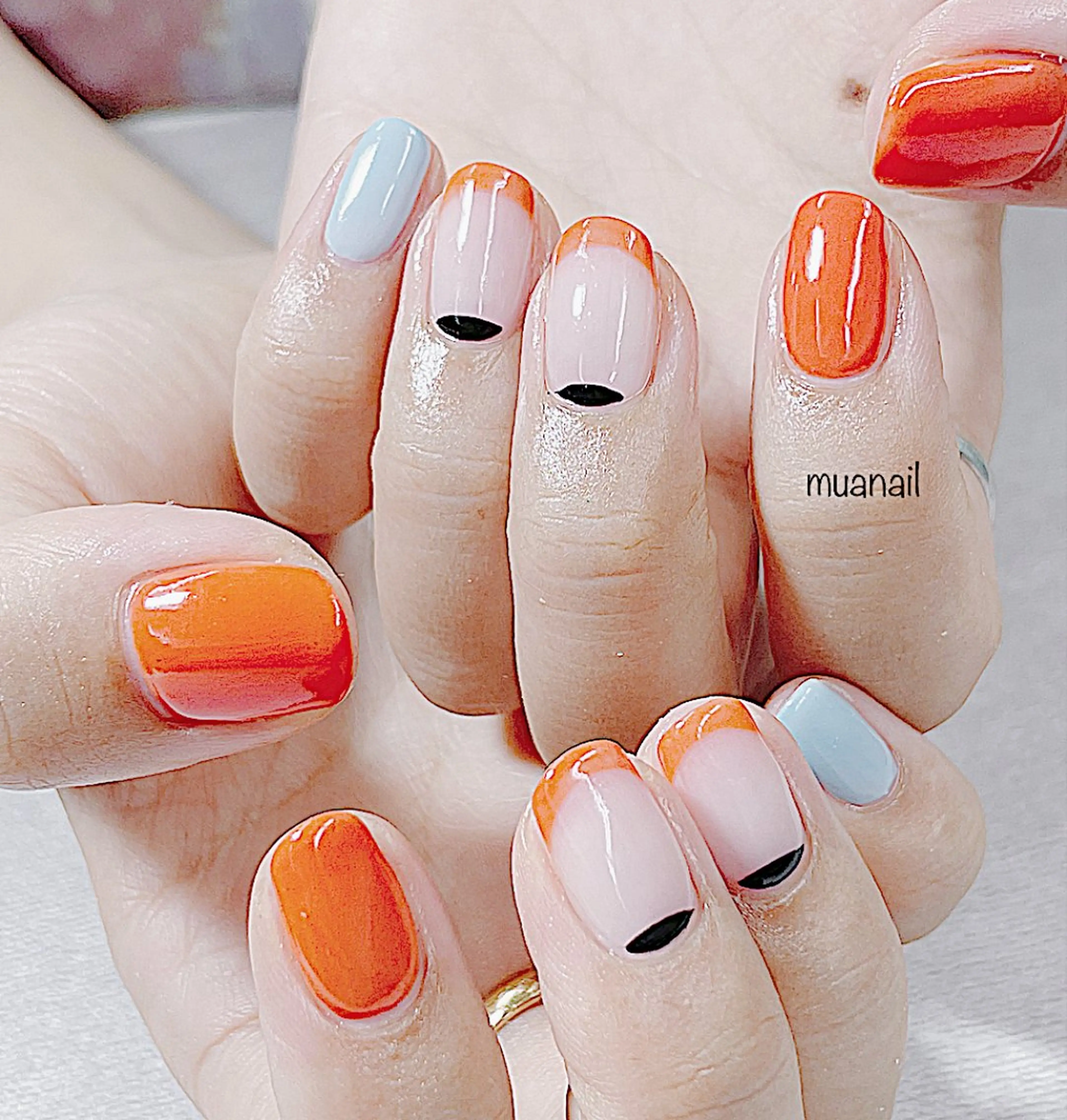 ネイル ブルー フレンチネイル 春ネイル ハンドネイル mua nail mikiのネイルデザイン