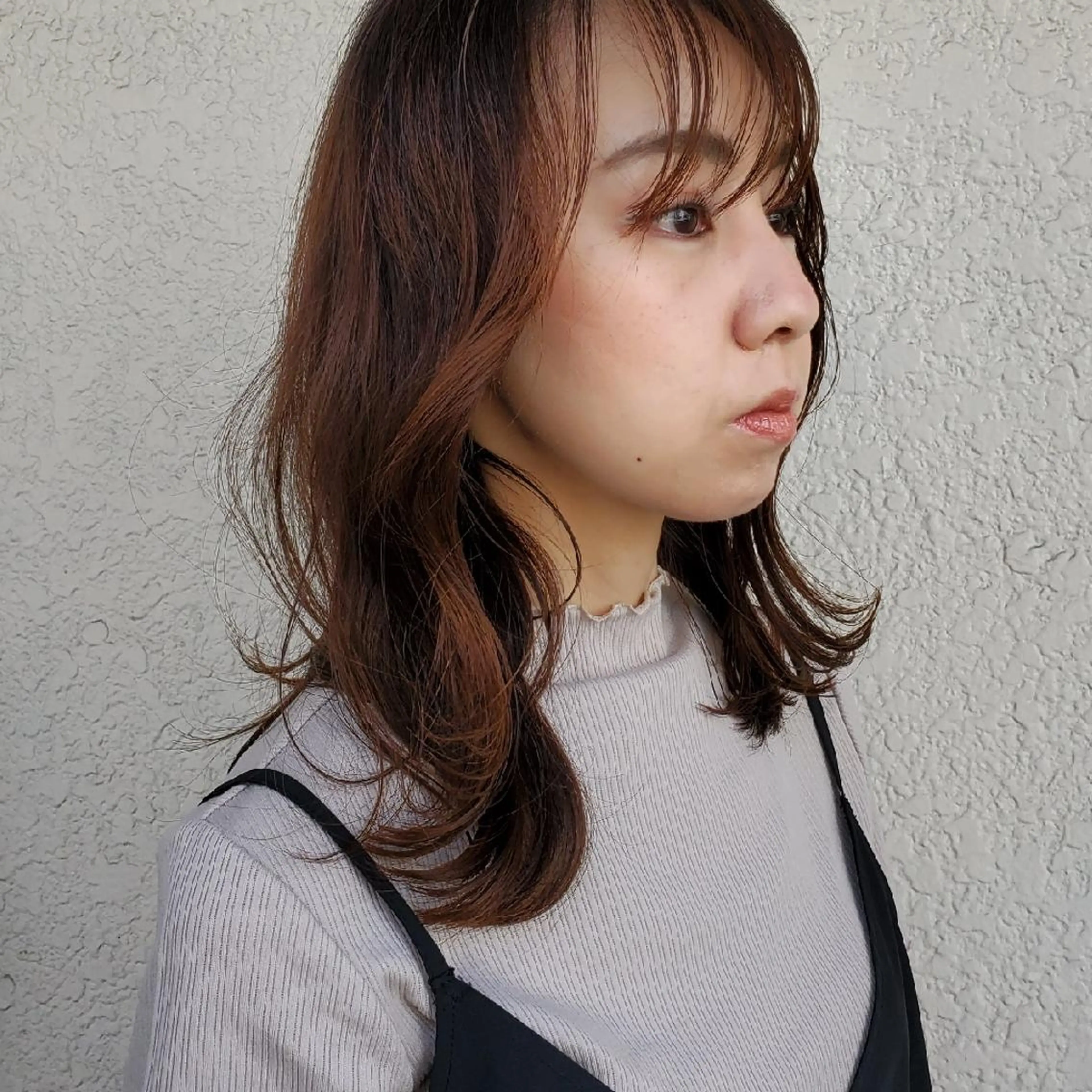 セミロング カラー 切りっぱなしボブ ショートボブ セミロングパーマ バレイヤージュ ベージュカラー カット ヘアカラー トリートメント フリーランス所属・韓国ヘア レイヤー くびれヘアMATSUのヘアスタイル
