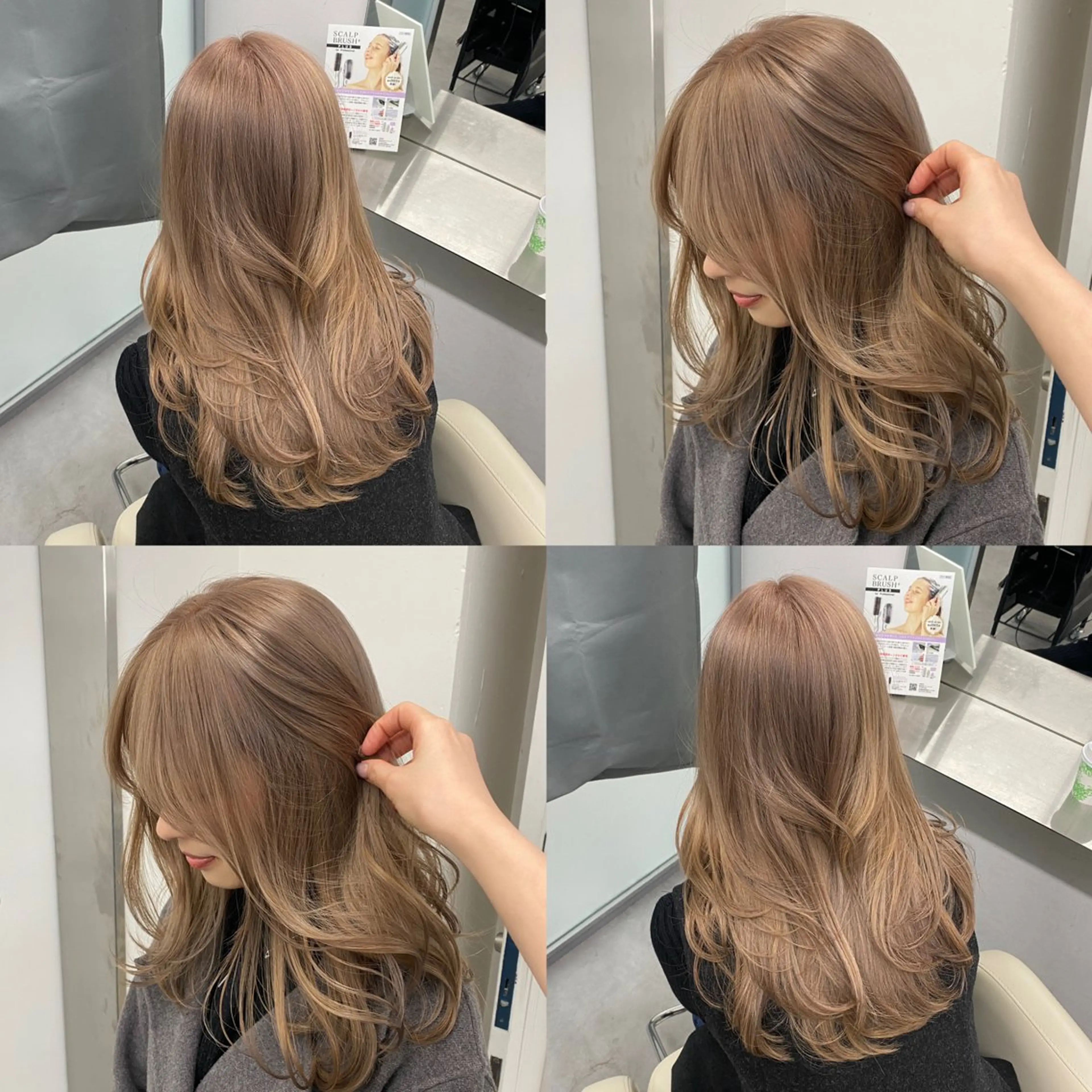 セミロング カラー ブリーチ くびれヘア 韓国風ヘア レイヤーカット カット ヘアカラー トレンド大人韓国風 shinoのヘアスタイル