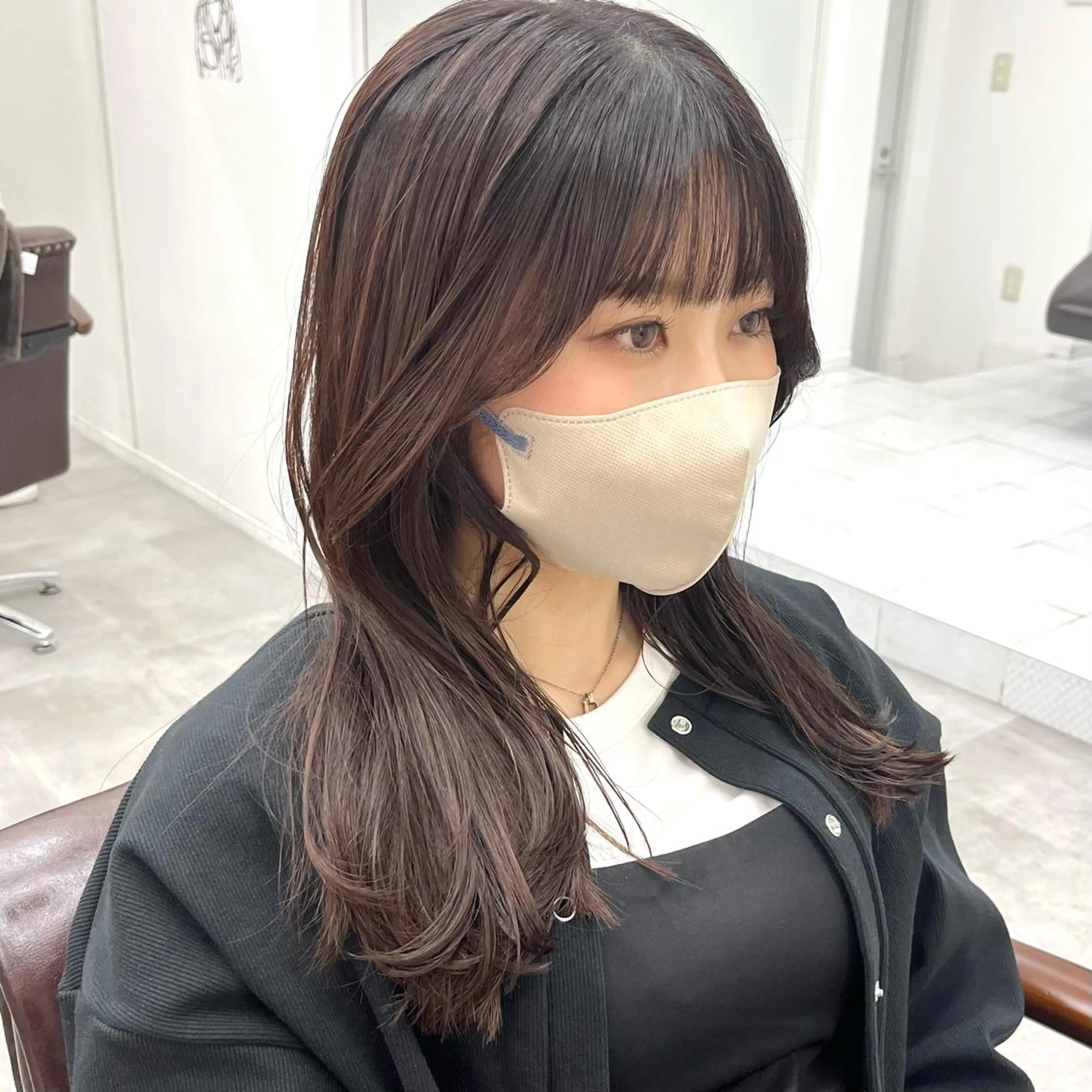 ロング カラー ブラウンカラー カット ヘアカラー トリートメント 天王寺髪質改善なら よしみさん✨のヘアスタイル