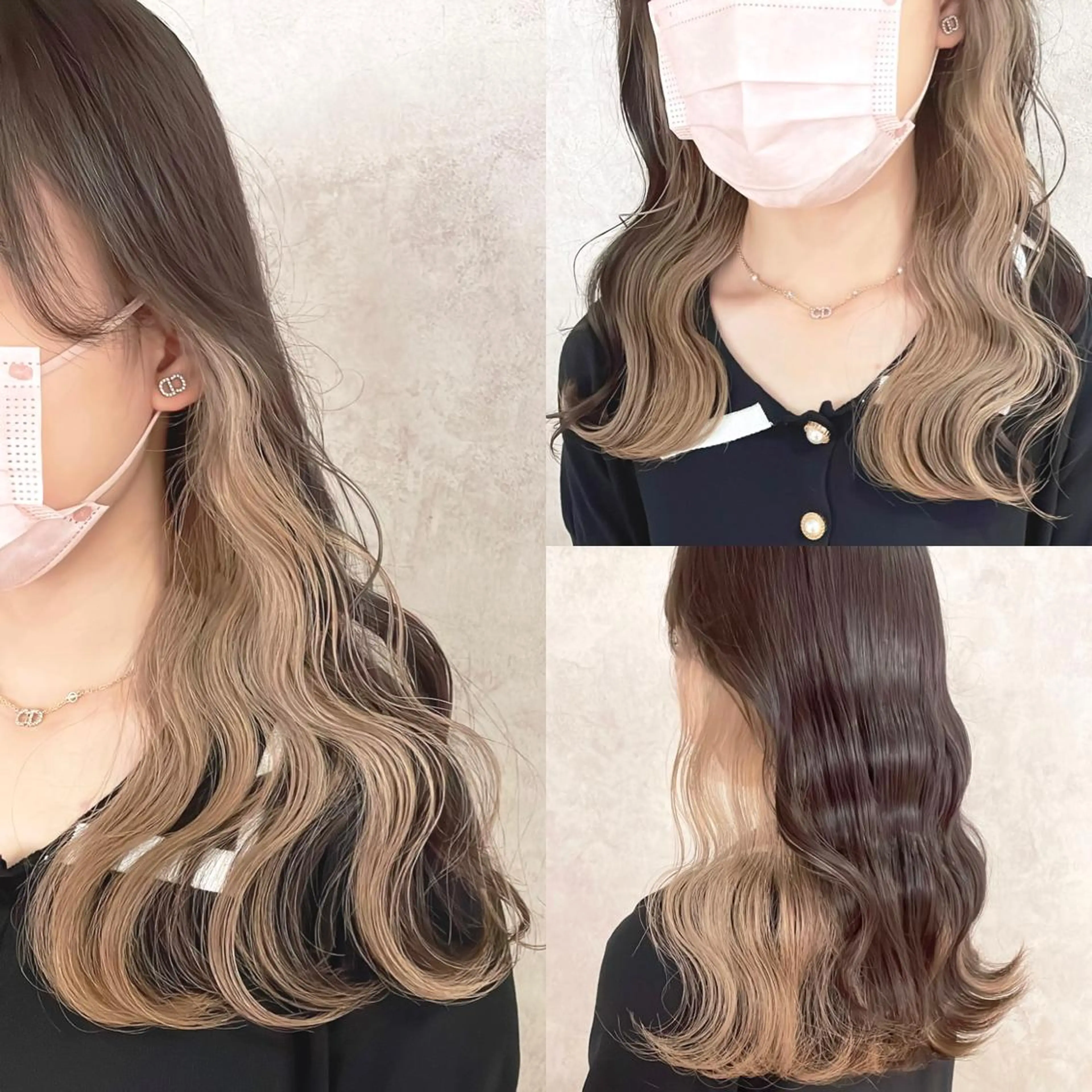 ロング カラー ベージュカラー ブリーチ ミルクティーベージュ ヘアカラー トリートメント 渋谷:インナーカラー ／🍒エリカ🍒のヘアスタイル