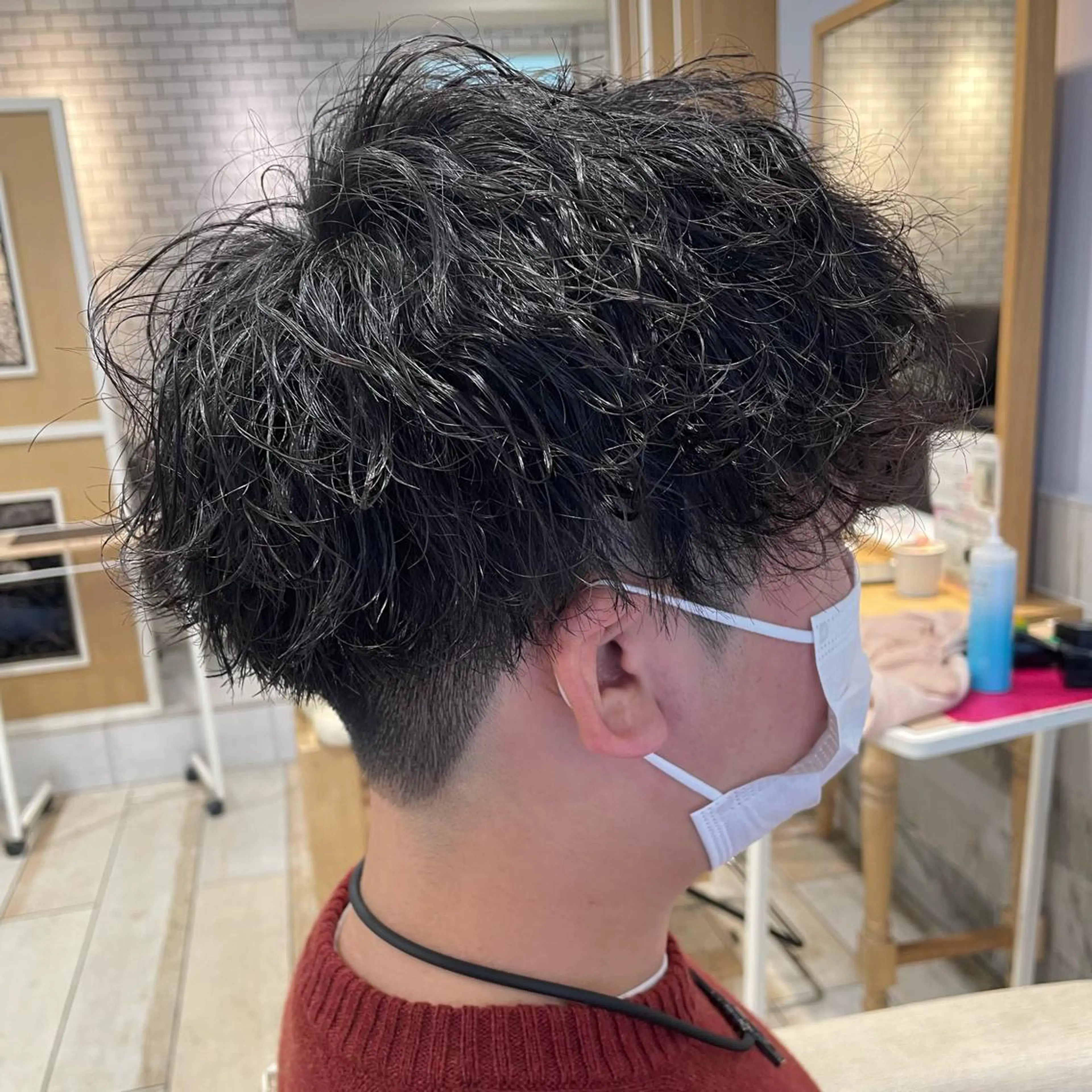 ショート パーマ メンズ 波巻きパーマ カット パーマ すげ さやかのヘアスタイル