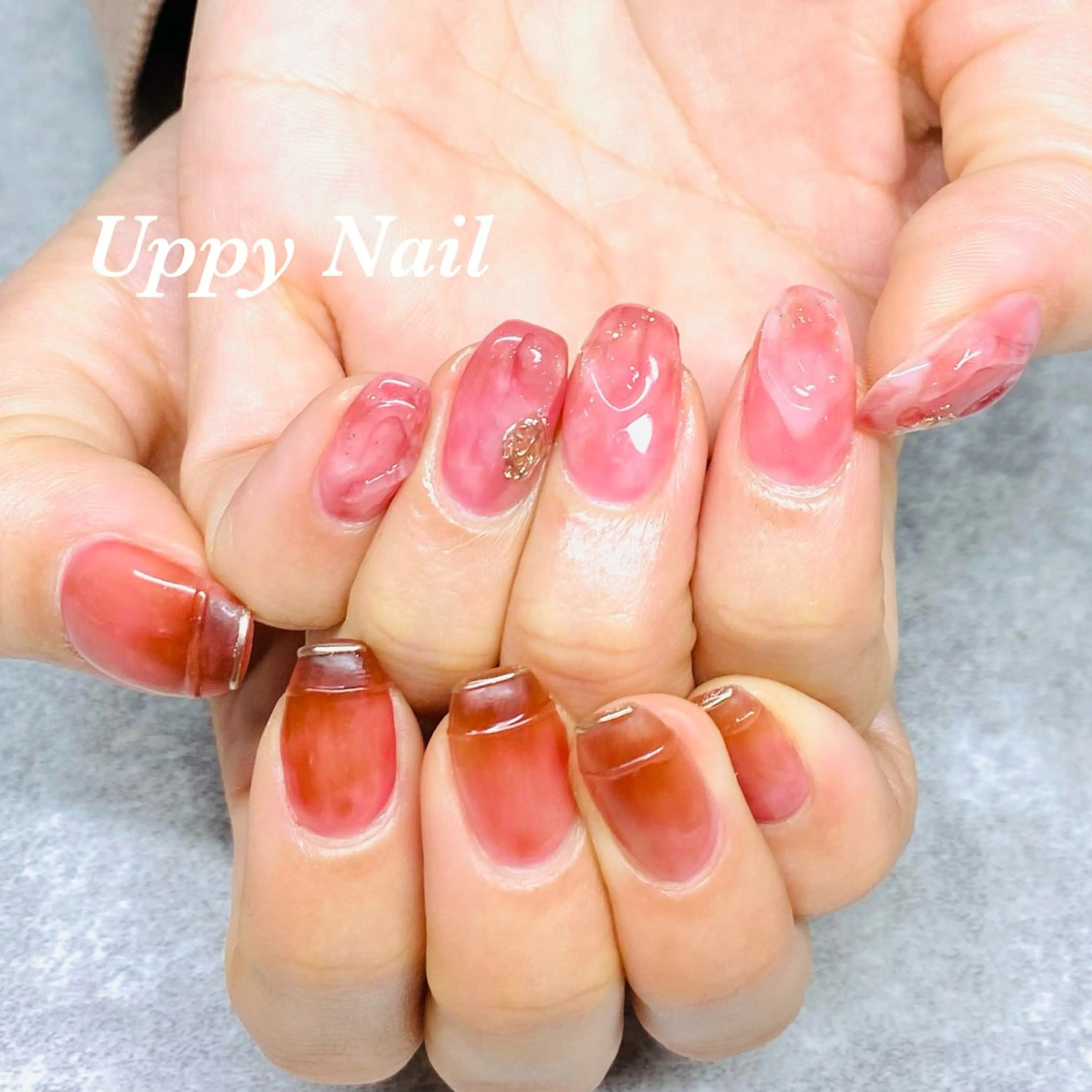 ネイル ニュアンスネイル ぷっくりネイル ハンドネイル Uppy Nail ukyoのネイルデザイン