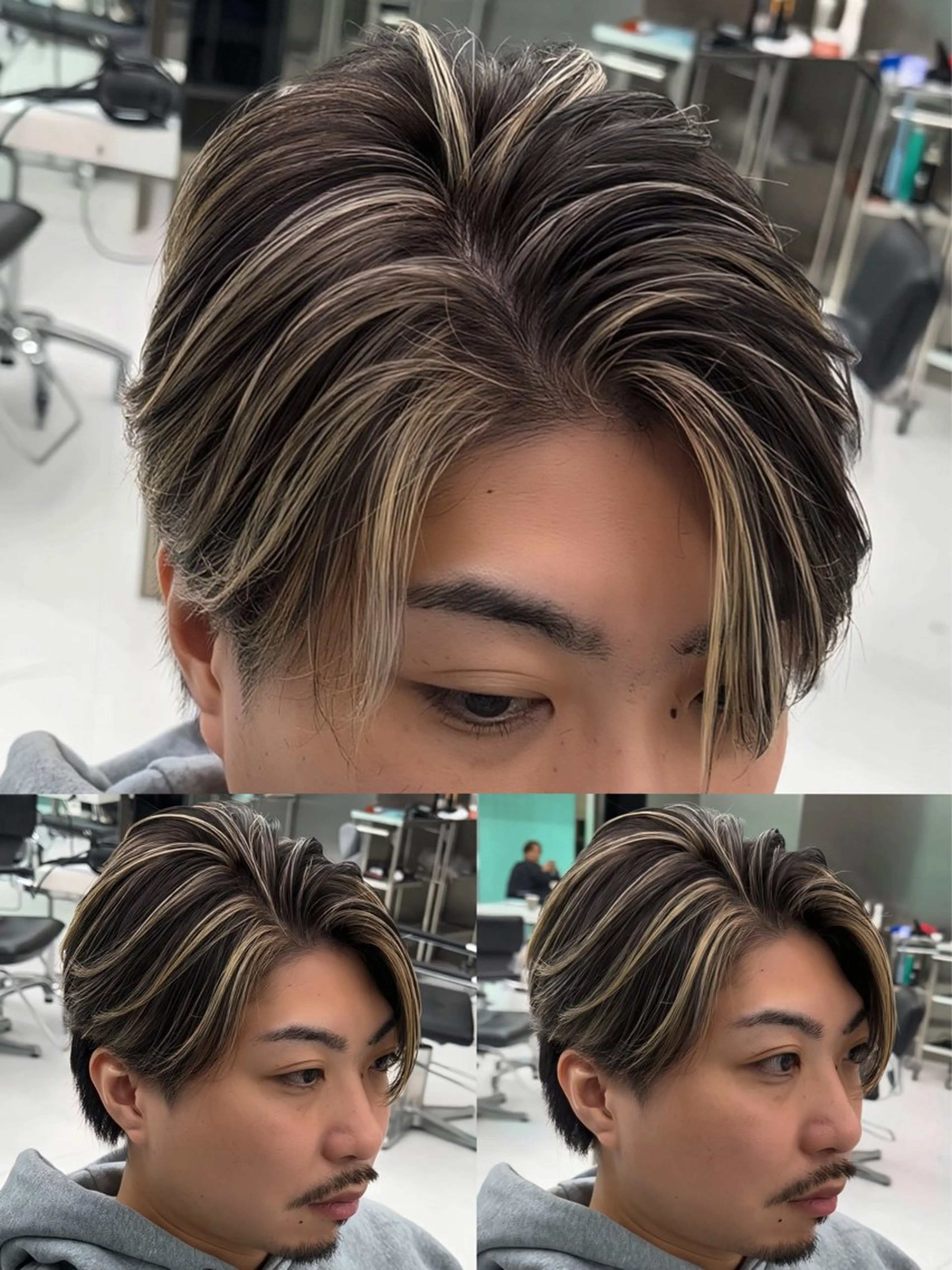 メンズ メンズハイライト メンズメッシュ カット ヘアカラー 白髪ぼかし/白髪 メッシュ/ゆうとのヘアスタイル