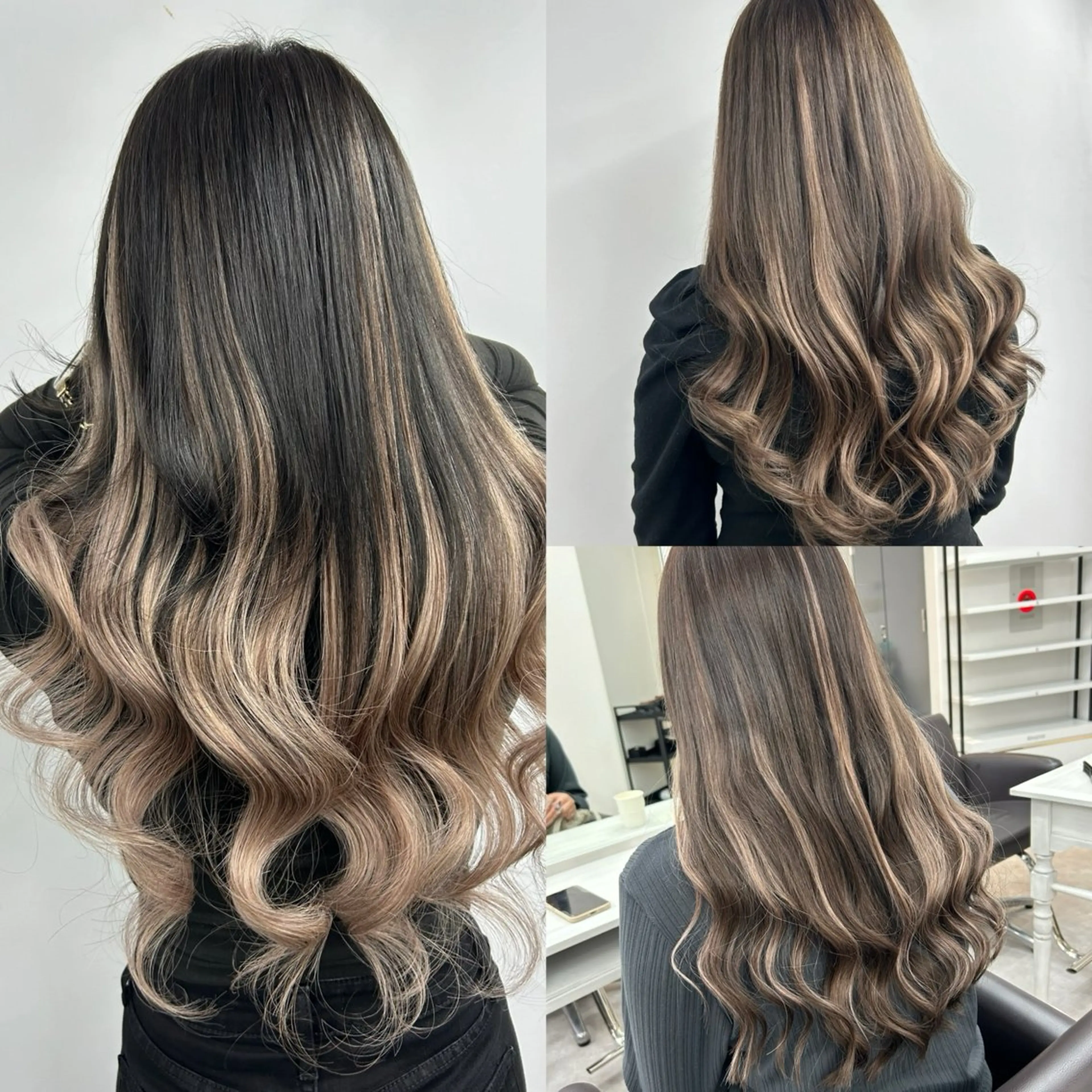 ロング カラー シールエクステ バレイヤージュ ブリーチ ハイライトカラー ハイトーンカラー カット ヘアカラー トリートメント エクステ ヘアセット alpha. カラーエクステ下妻のヘアスタイル