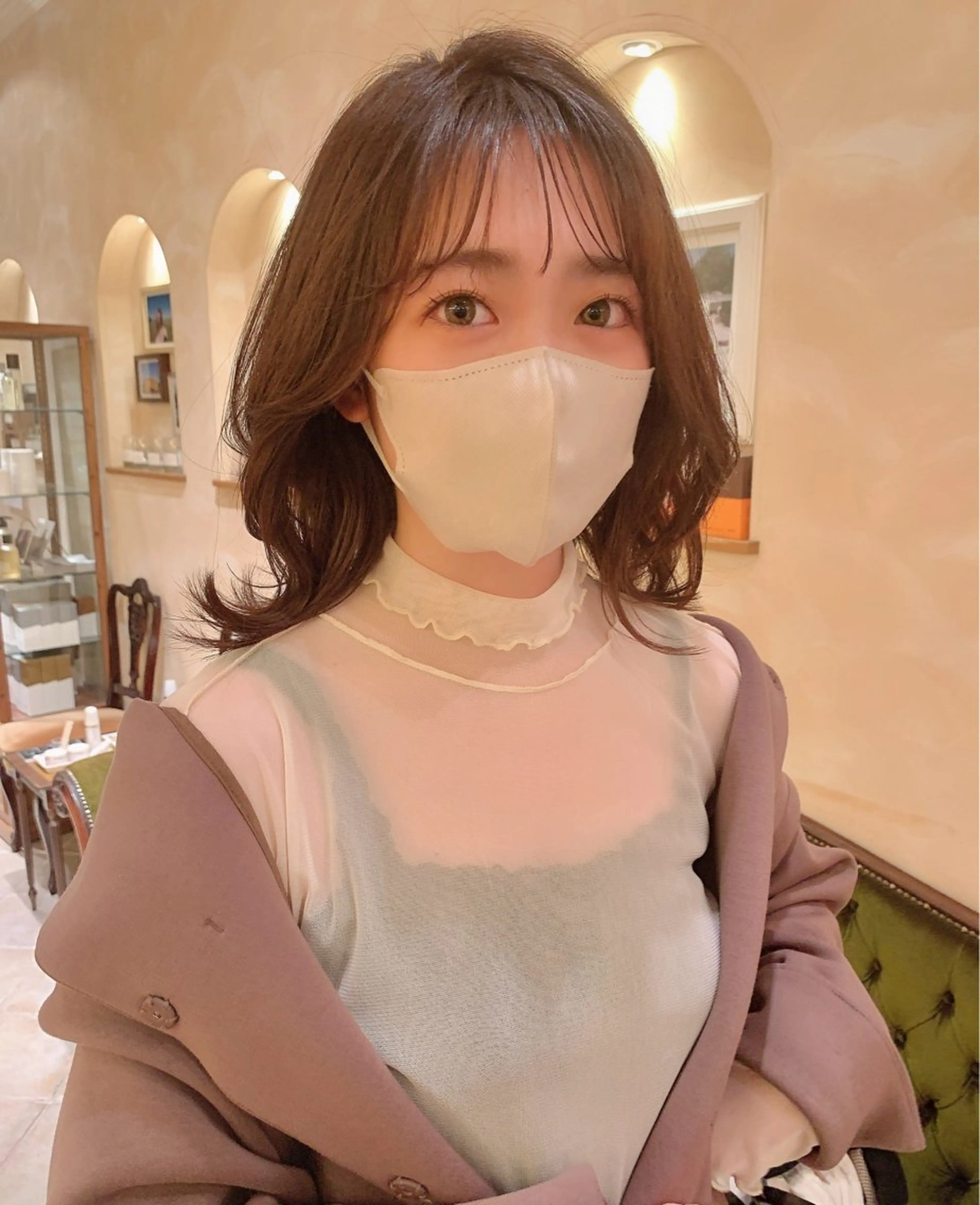 ミディアム くびれヘア くびれレイヤー レイヤーカット BEAUTRIUM 265所属・カットモデル/ 大森弘貴のヘアスタイル