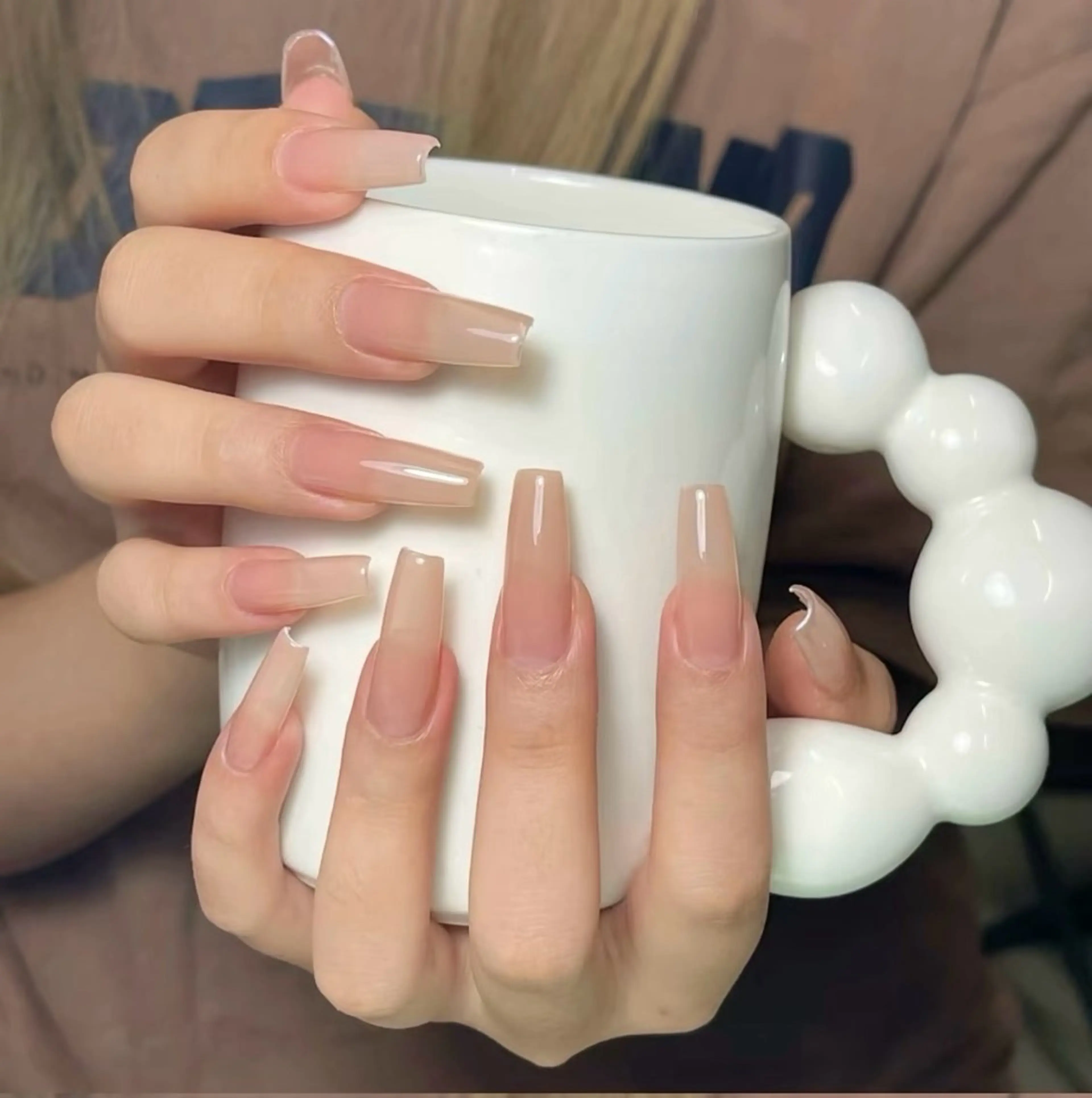 ネイル チークネイル 長さ出し フレンチネイル ガーリー 韓国ネイル sun nail池袋 モデル募集のネイルデザイン