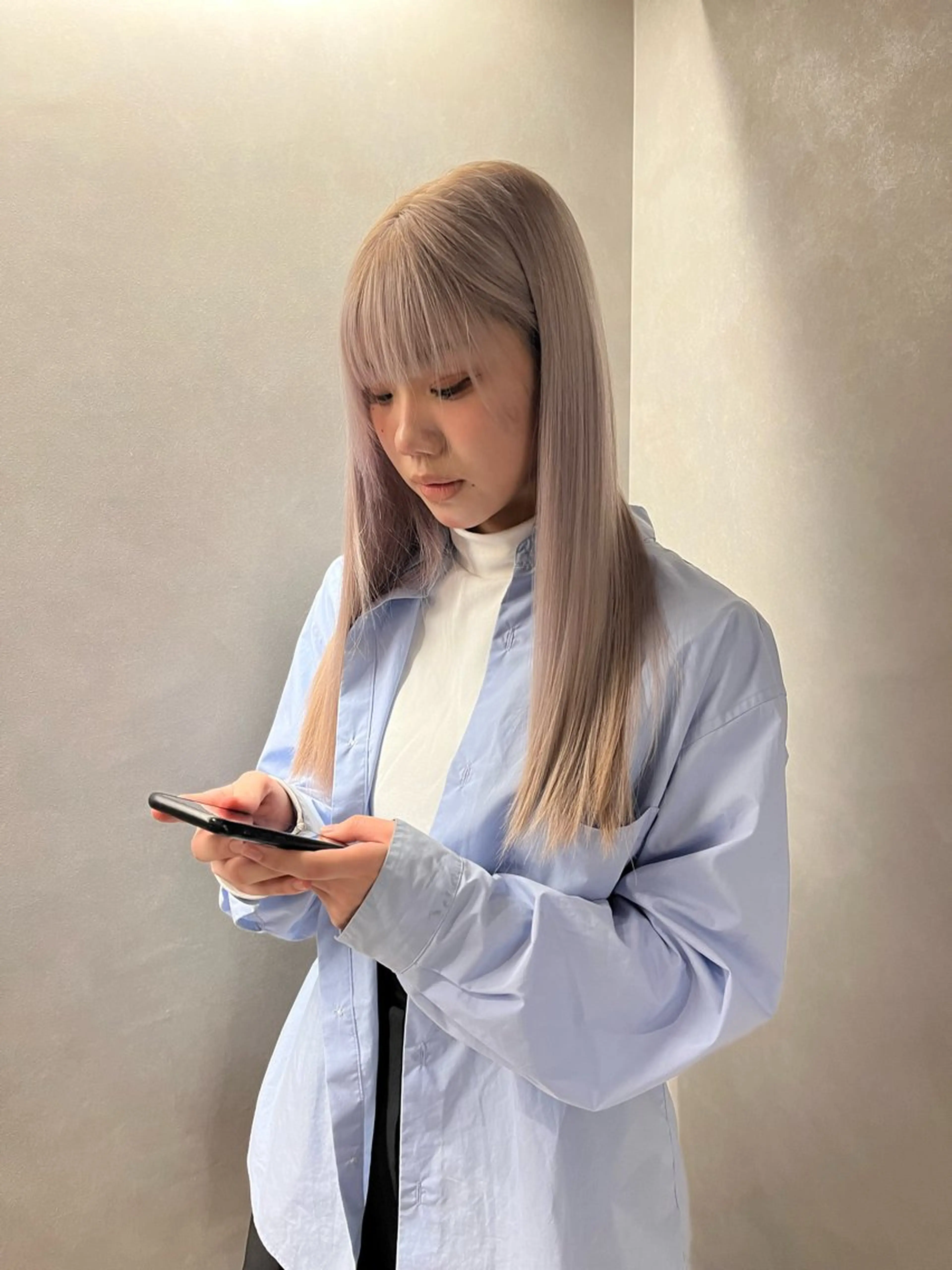 ロング カラー ヘアカラー トリートメント ioeわかめようじ/ 縮毛矯正/髪質改善のヘアスタイル