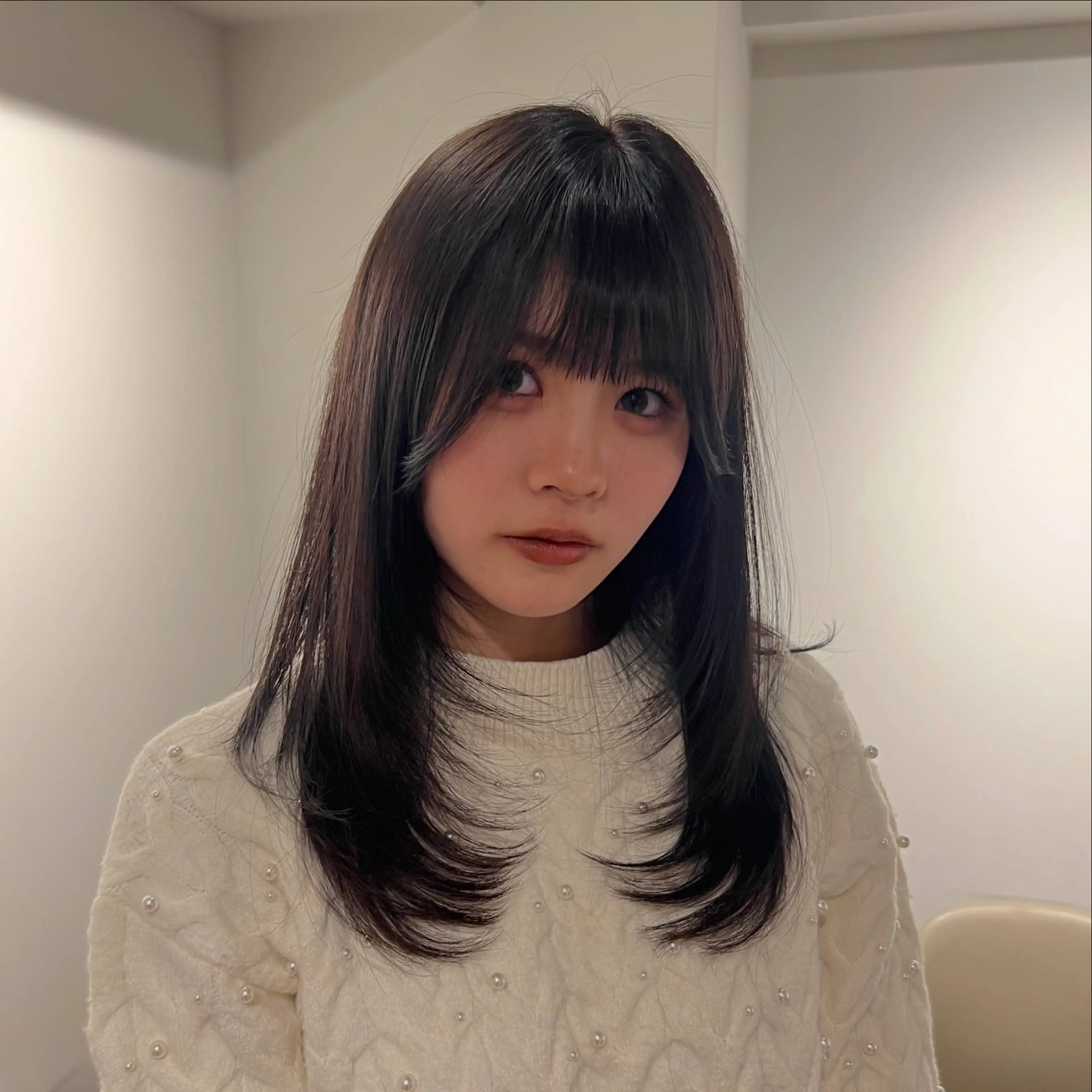 セミロング カラー 巻ける縮毛矯正 艶カラー/れむのヘアスタイル
