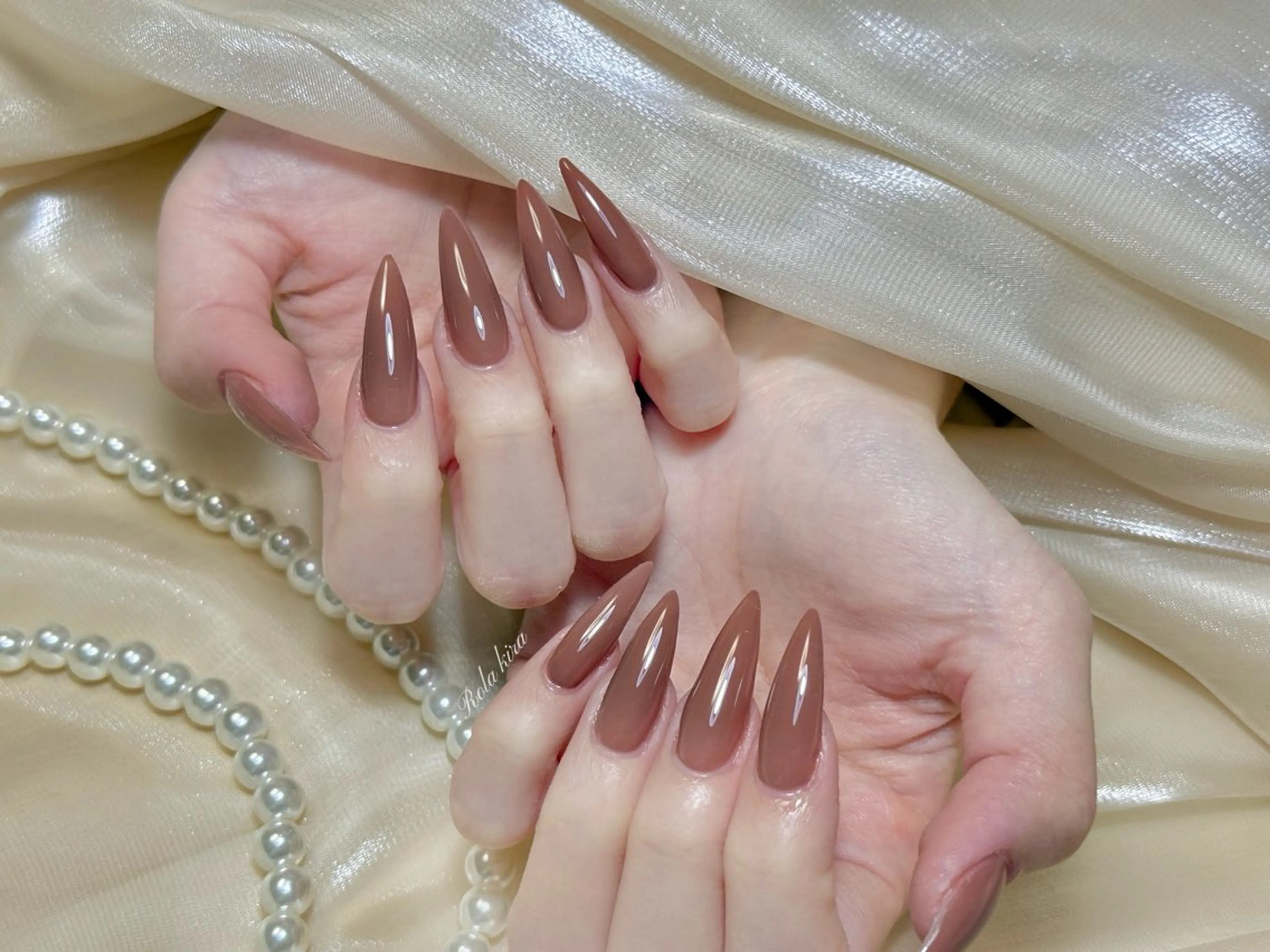 ネイル フレンチネイル ジェルネイル ガラスフレンチ キラキラネイル 韓国ネイル ハンドネイル Rola kira nail salon所属・Rola kira 麗のネイルデザイン