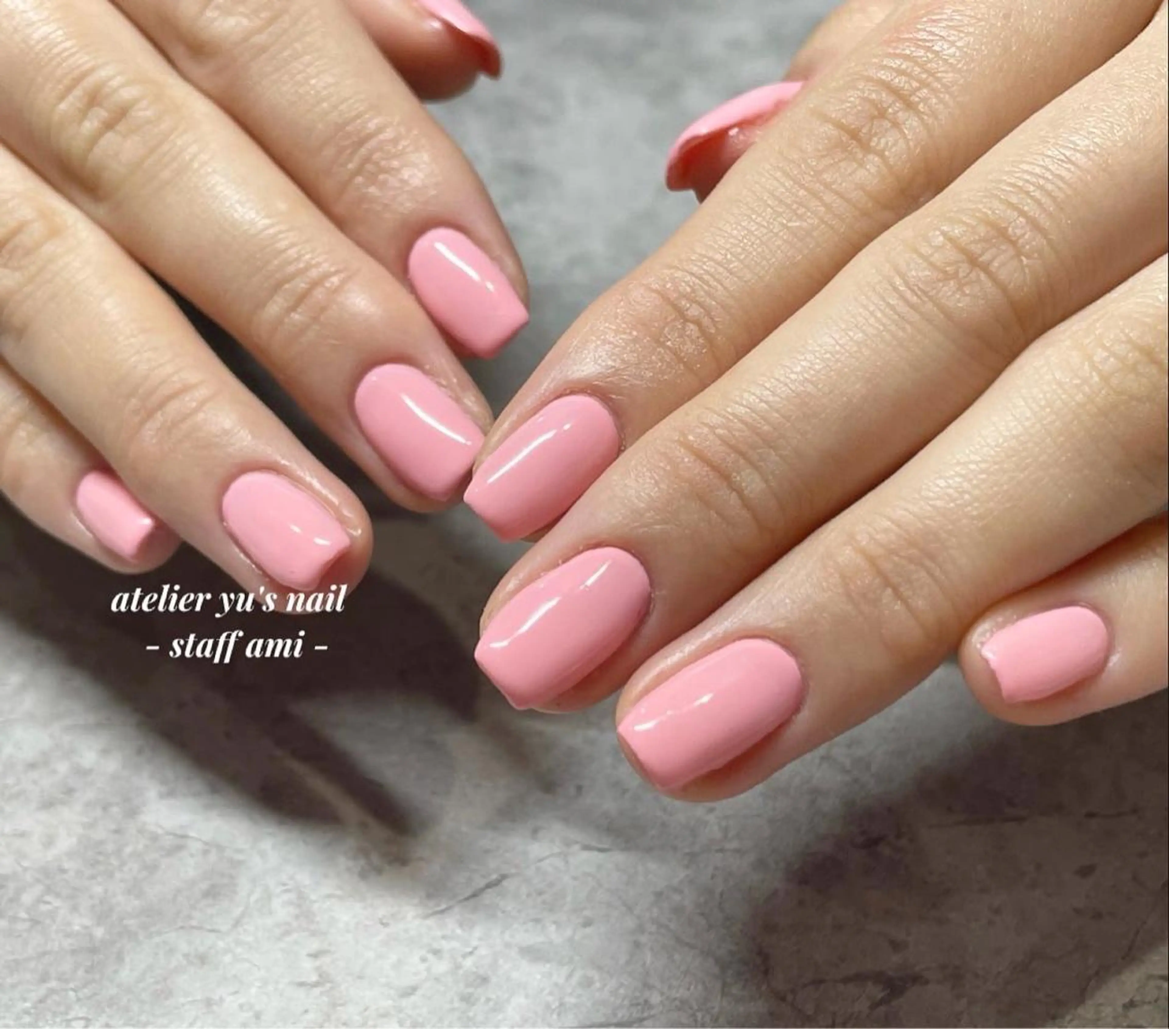 ネイル ワンカラーネイル パステルネイル ピンク シンプルネイル ハンドネイル ハンドケア atelier yu's nail所属・atelier yu's nailのネイルデザイン