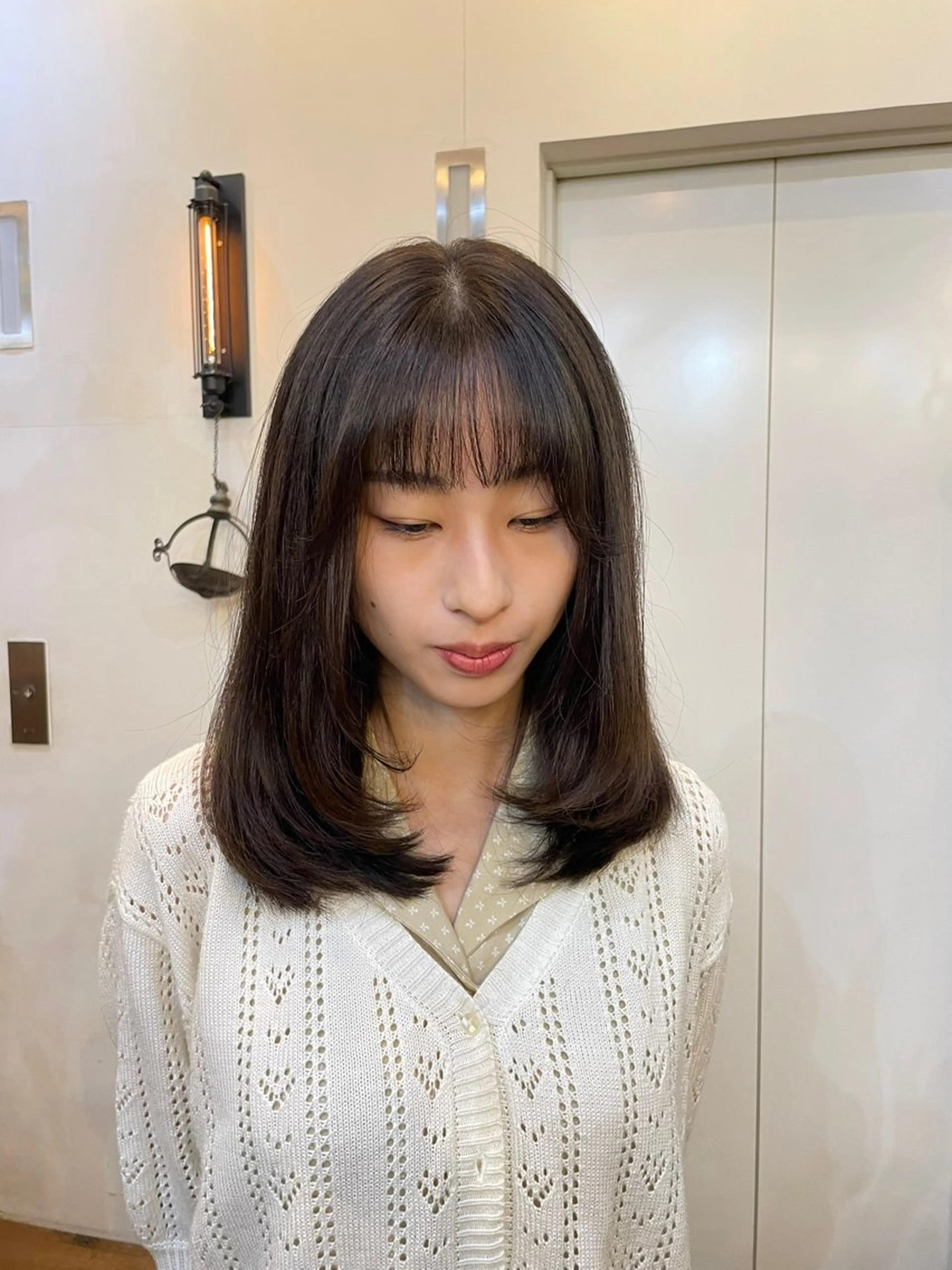 セミロング レイヤーカット サイドバング 似合わせカット‪// 鶴我万唯華のヘアスタイル