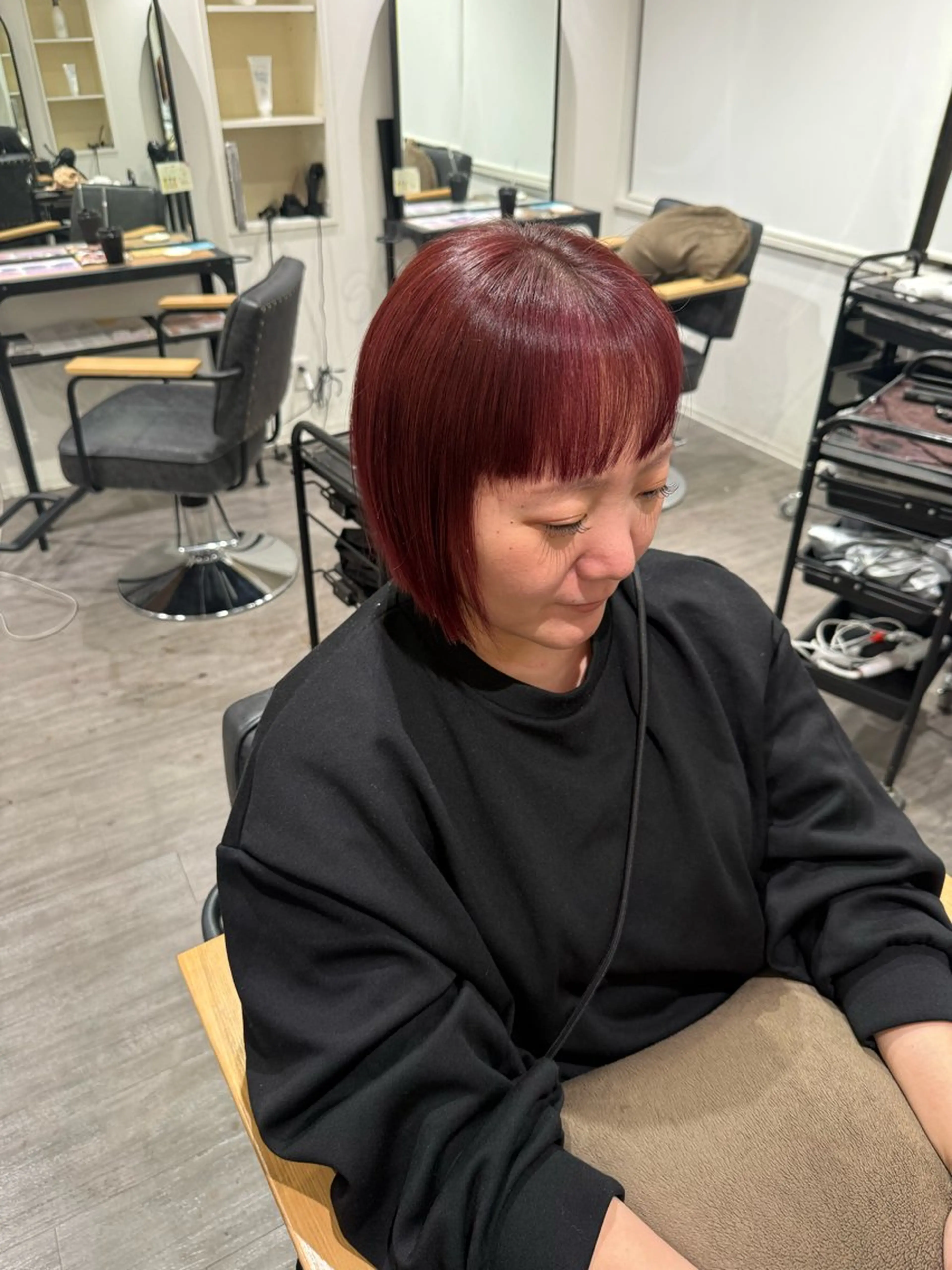 ショート カラー ピンクカラー カット ヘアカラー トリートメント 上田 紗也のヘアスタイル