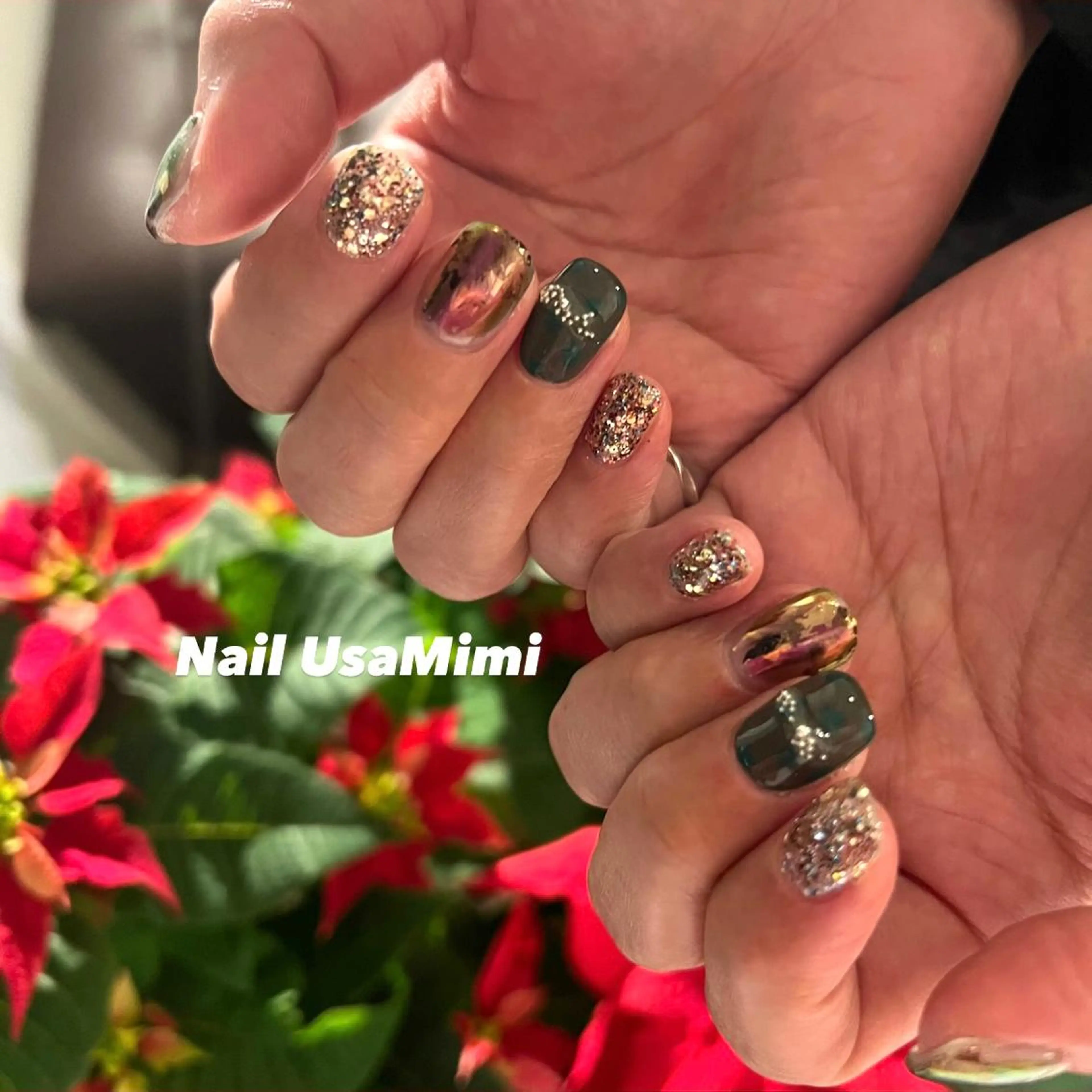 ネイル フットネイル ジェルネイル マグネットネイル 持ち込み ニュアンスネイル 本町ネイルNail UsaMimiのネイルデザイン