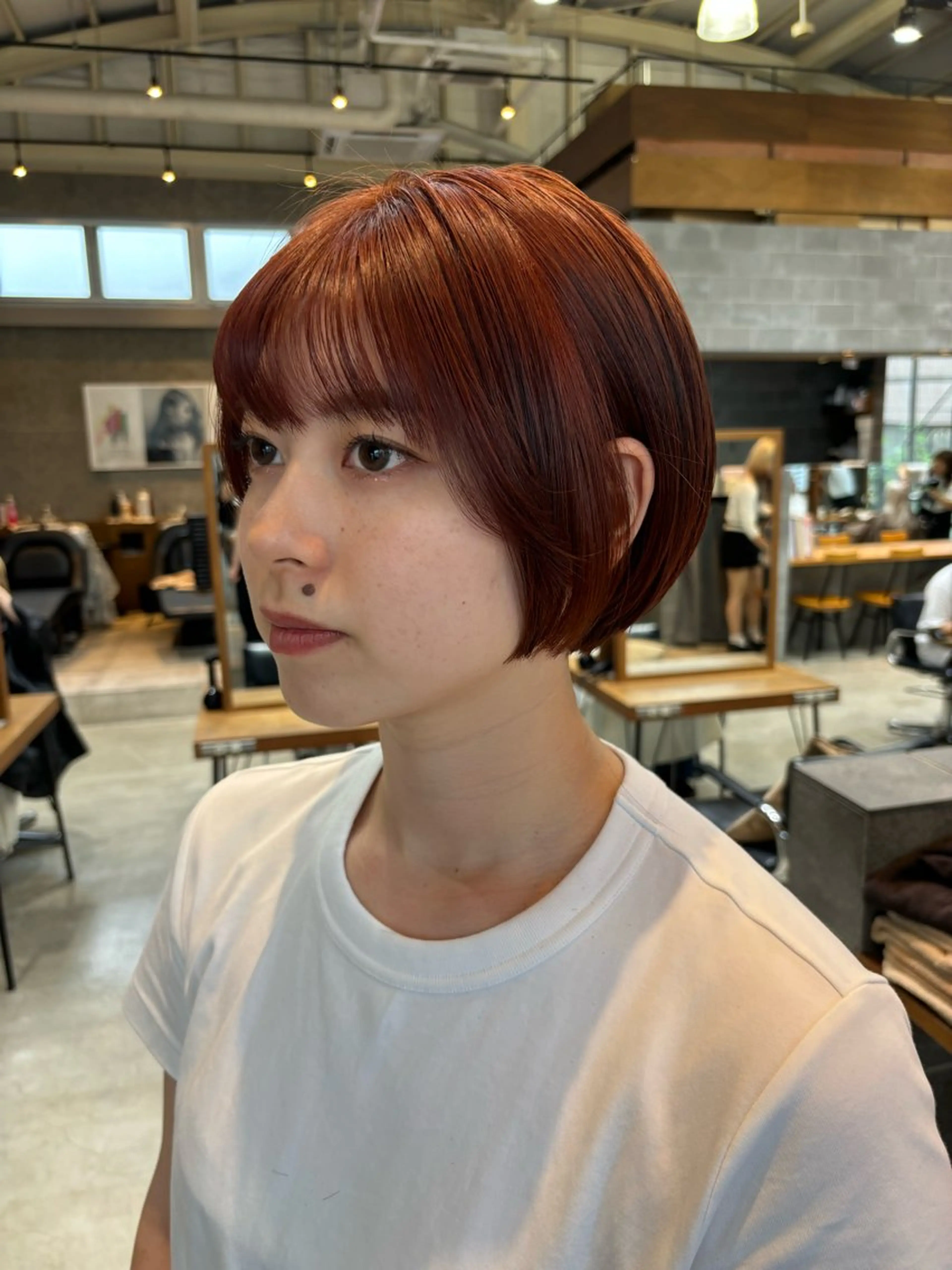 ショート カラー パーマ ヘアアレンジ ボブ カット ヘアカラー トリートメント ヘッドスパ ヘアセット 押切 響 のヘアスタイル