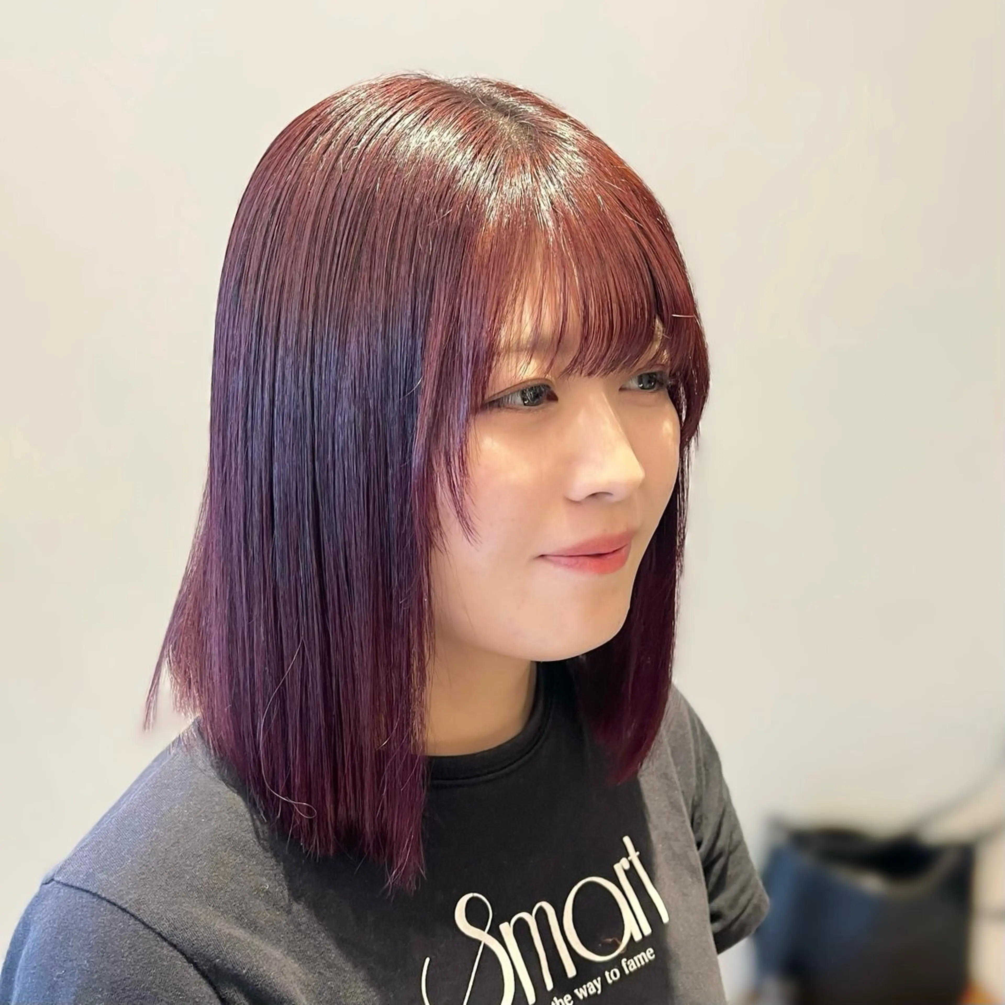 ミディアム カラー カット ヘアカラー ヘアセット/ピンク /レッド/あつはのヘアスタイル