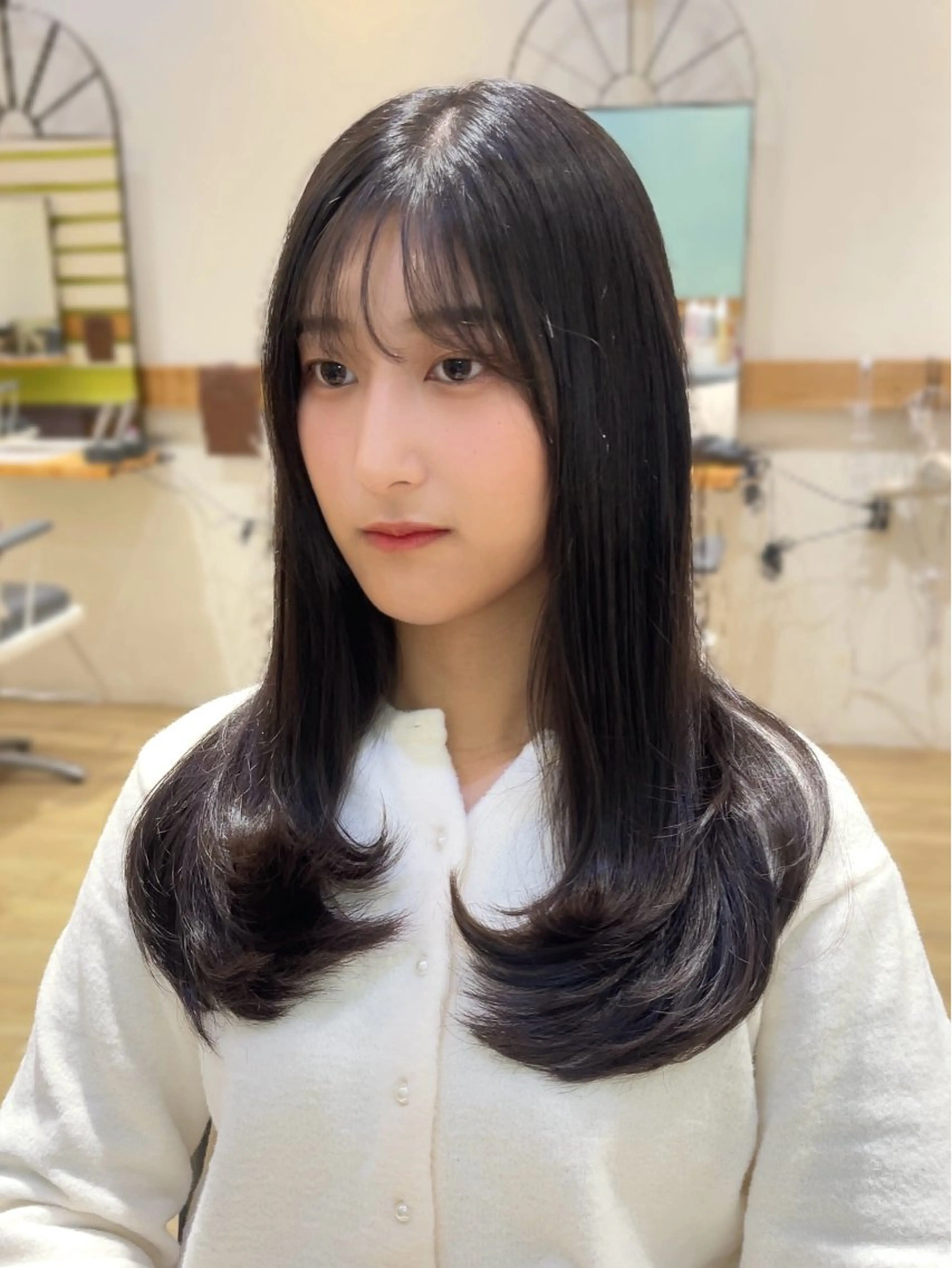 ロング デート レイヤーカット 小顔カット カット トリートメント ヘッドスパ 大人可愛い透明感🌟 小顔・韓国髪🌟野中のヘアスタイル