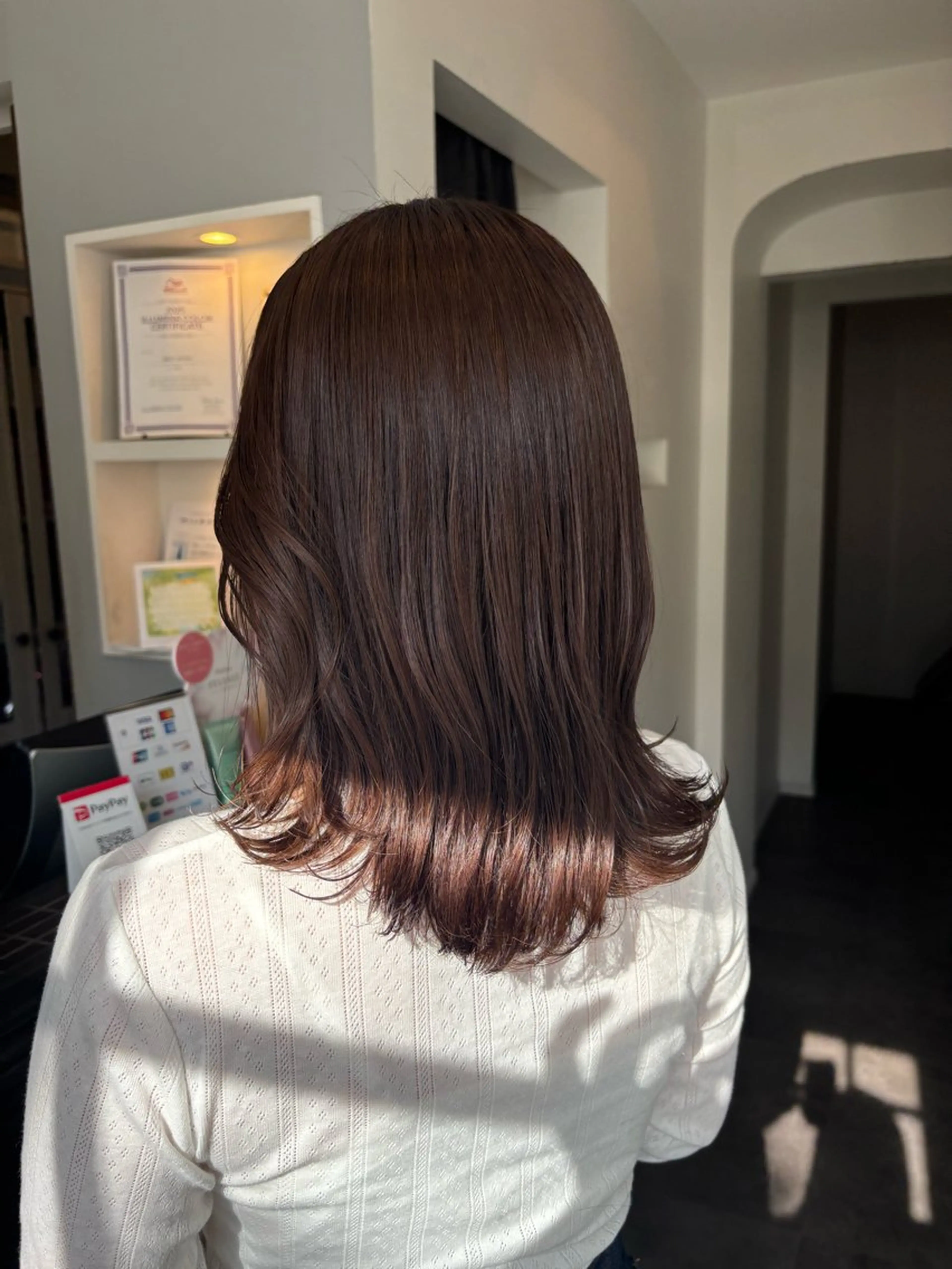 ミディアム カラー カット ヘアカラー トリートメント 栗林 茉那のヘアスタイル