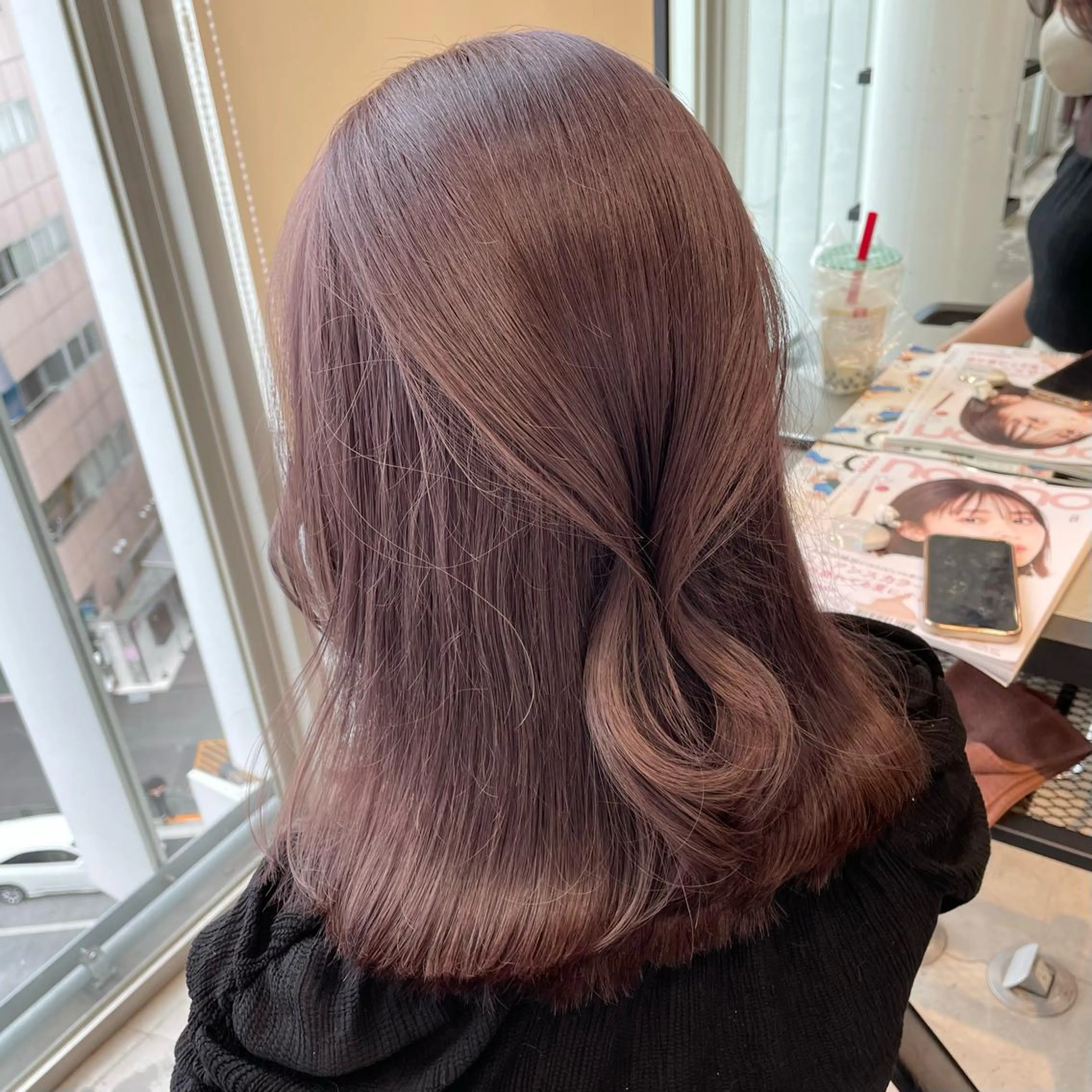 ミディアム ピンクラベンダー 髪質改善 カット ヘアカラー トリートメント レイヤー×グレージュ /ピンク🩷mioのヘアスタイル