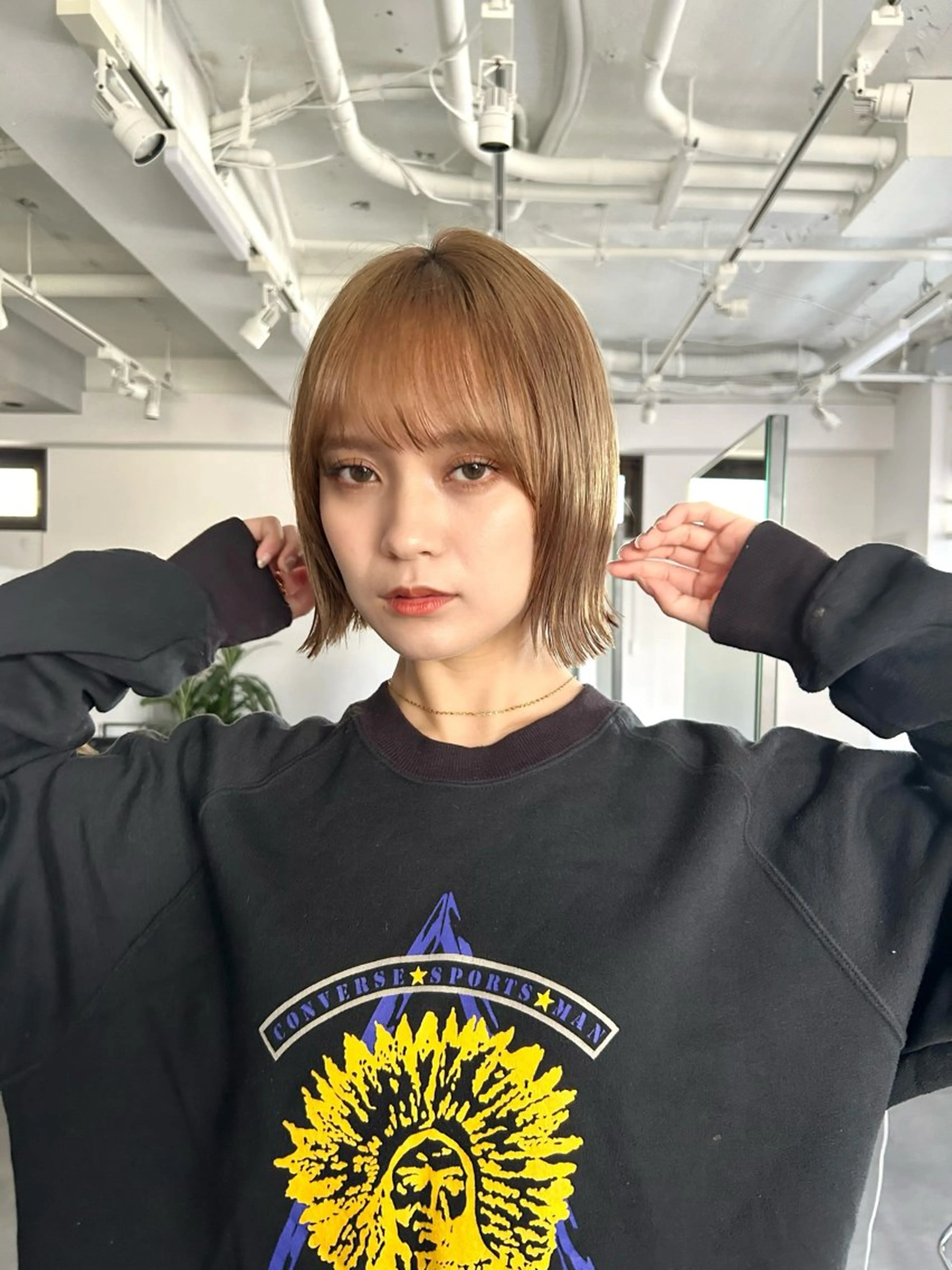 ミディアム ボブ くびれヘア 結べるくびれボブ/透 明感カラーtaigaのヘアスタイル