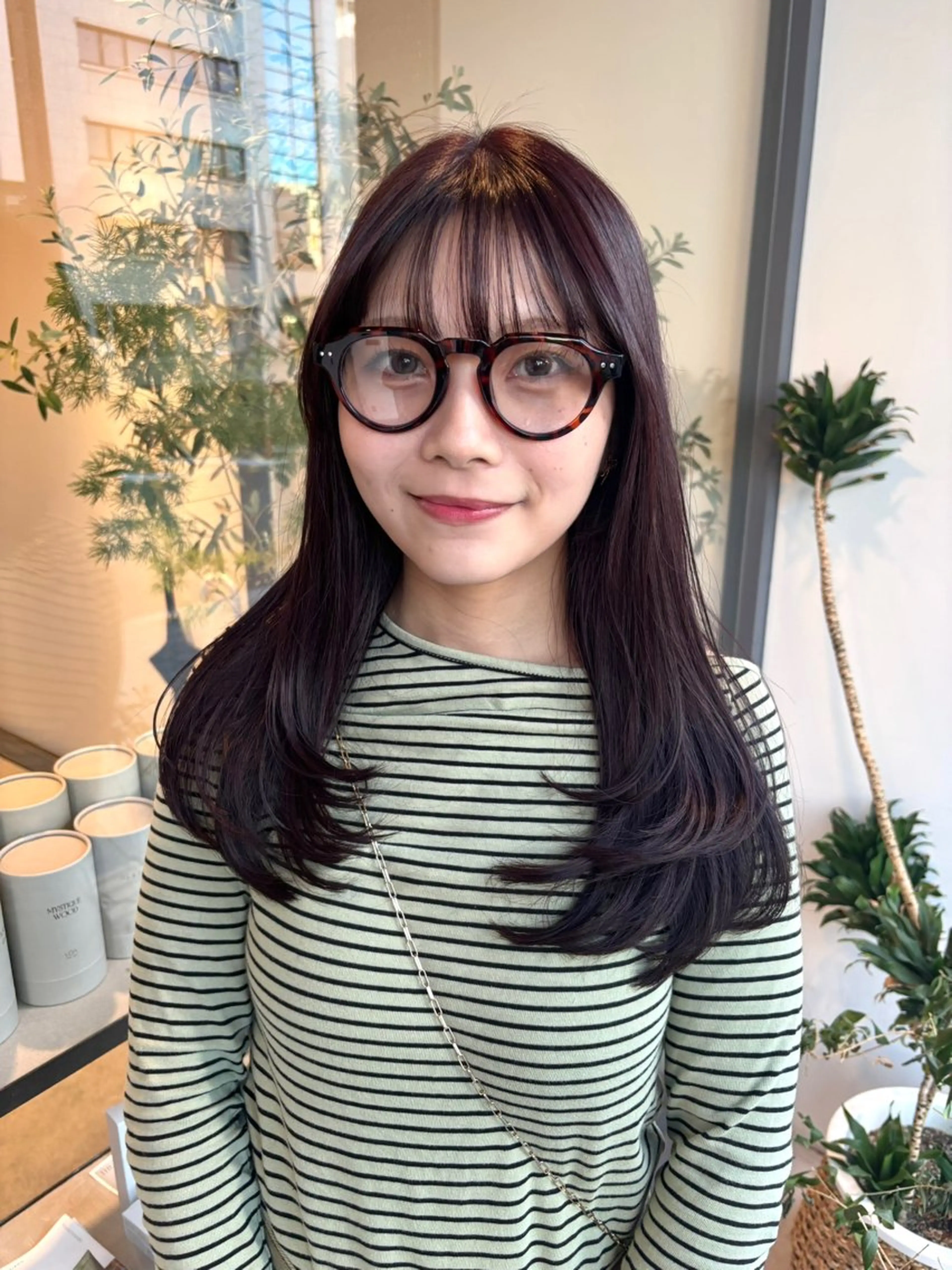 セミロング カラー カシス ラベンダーカラー レイヤーカット カット ヘアカラー 透明感カラー/ レイヤーkotonoのヘアスタイル