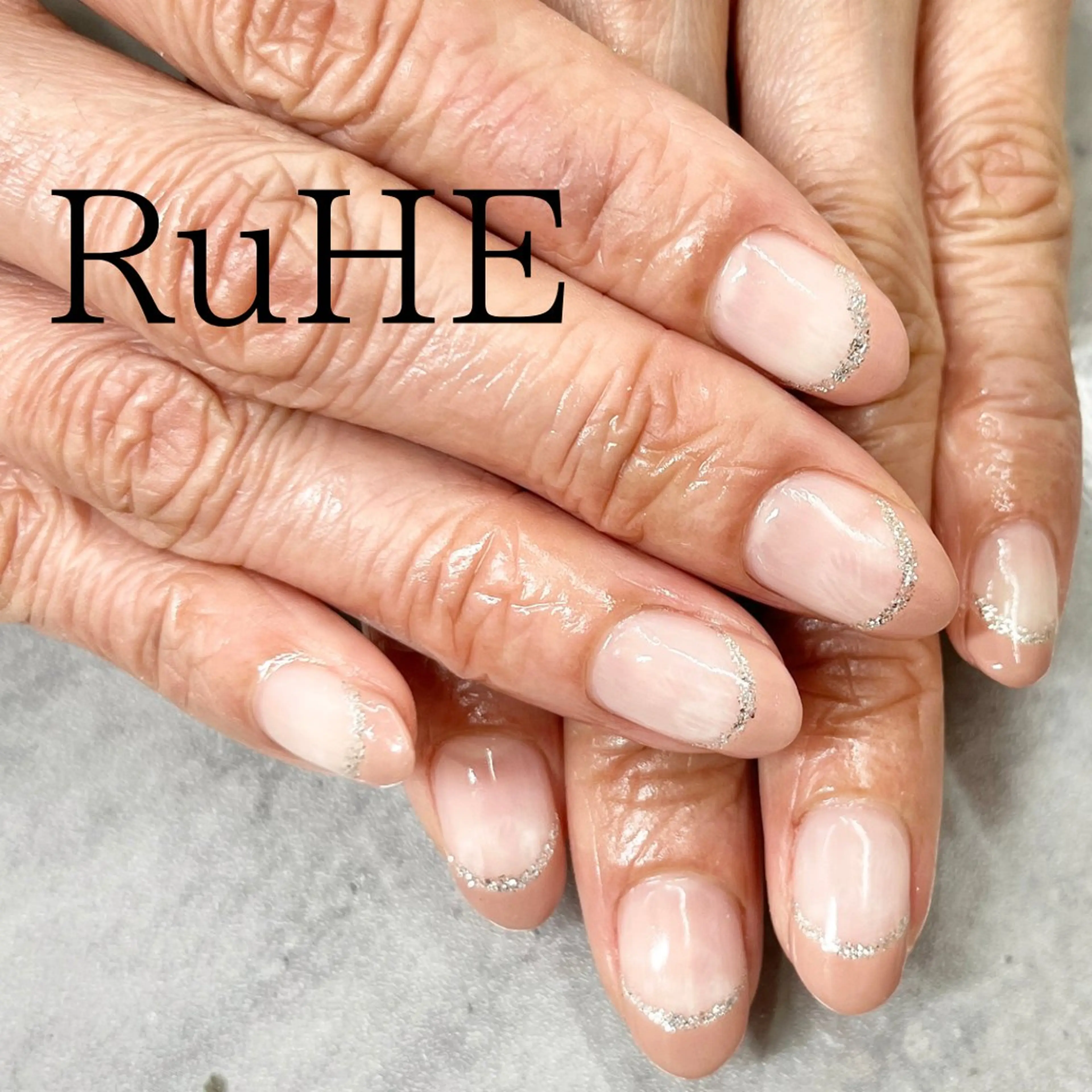 ネイル フレンチネイル ラメ(グリッター) RuHE （BB nail)のネイルデザイン