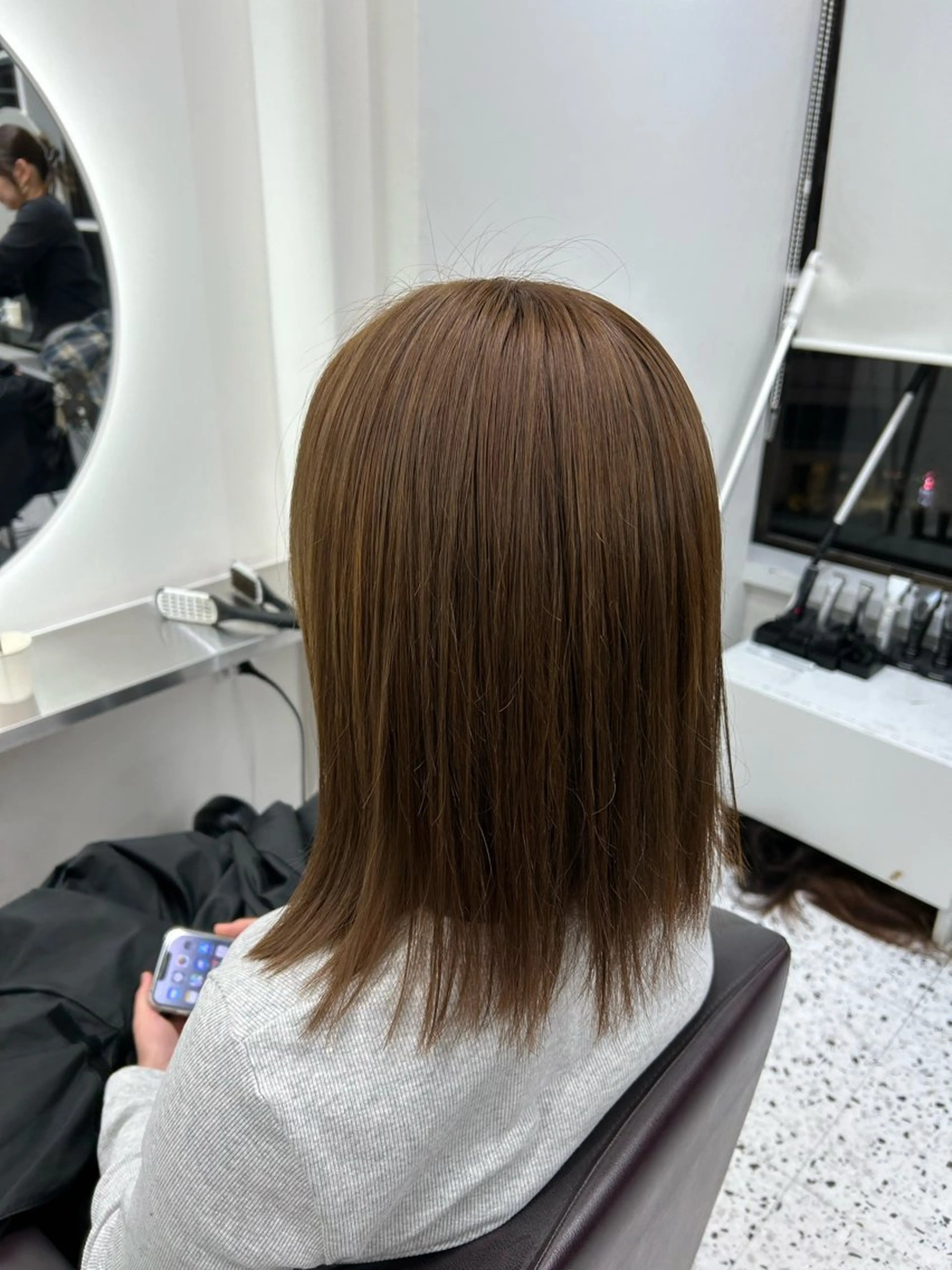 セミロング カラー ヘアアレンジ ベージュカラー ヘーゼル ヘアカラー トリートメント ヘアセット 🫧透明感／艶カラー 🫧Ryuseiのヘアスタイル