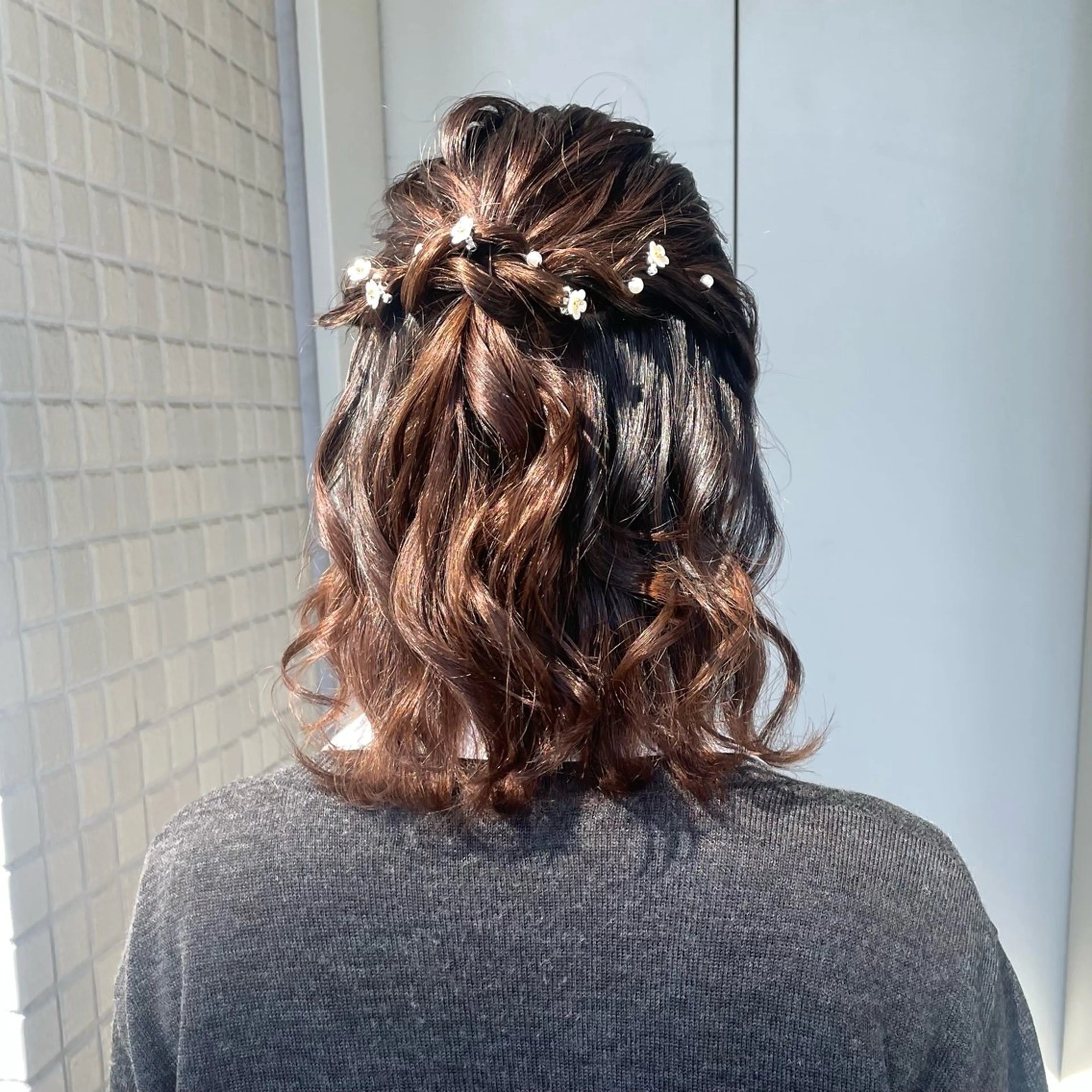 ヘアアレンジ ハーフアップ ヘアセット 艶感カラー/髪質改善 /縮毛矯正/airiのヘアスタイル