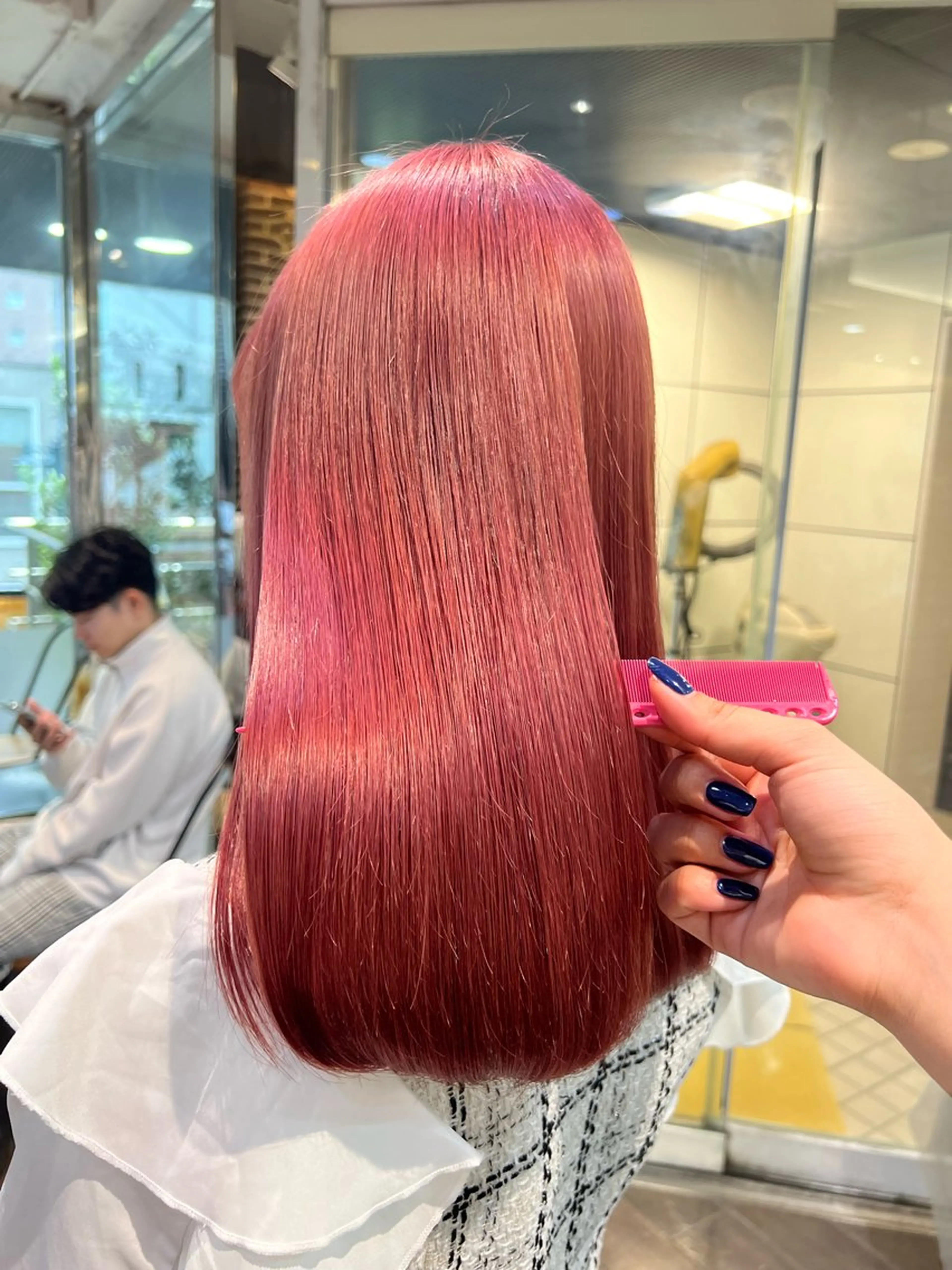 セミロング カラー ブリーチ ピンクカラー ヘアカラー 酸性ストレート人気 No,1/カスミ🩰のヘアスタイル